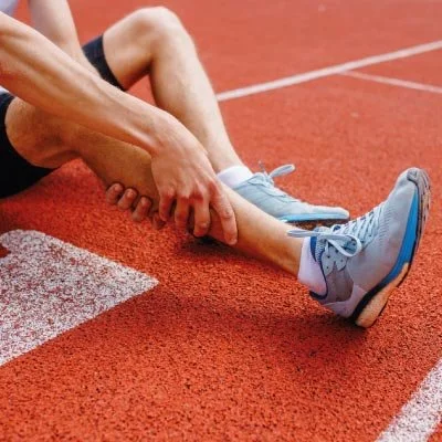 Man with muscle strain from running