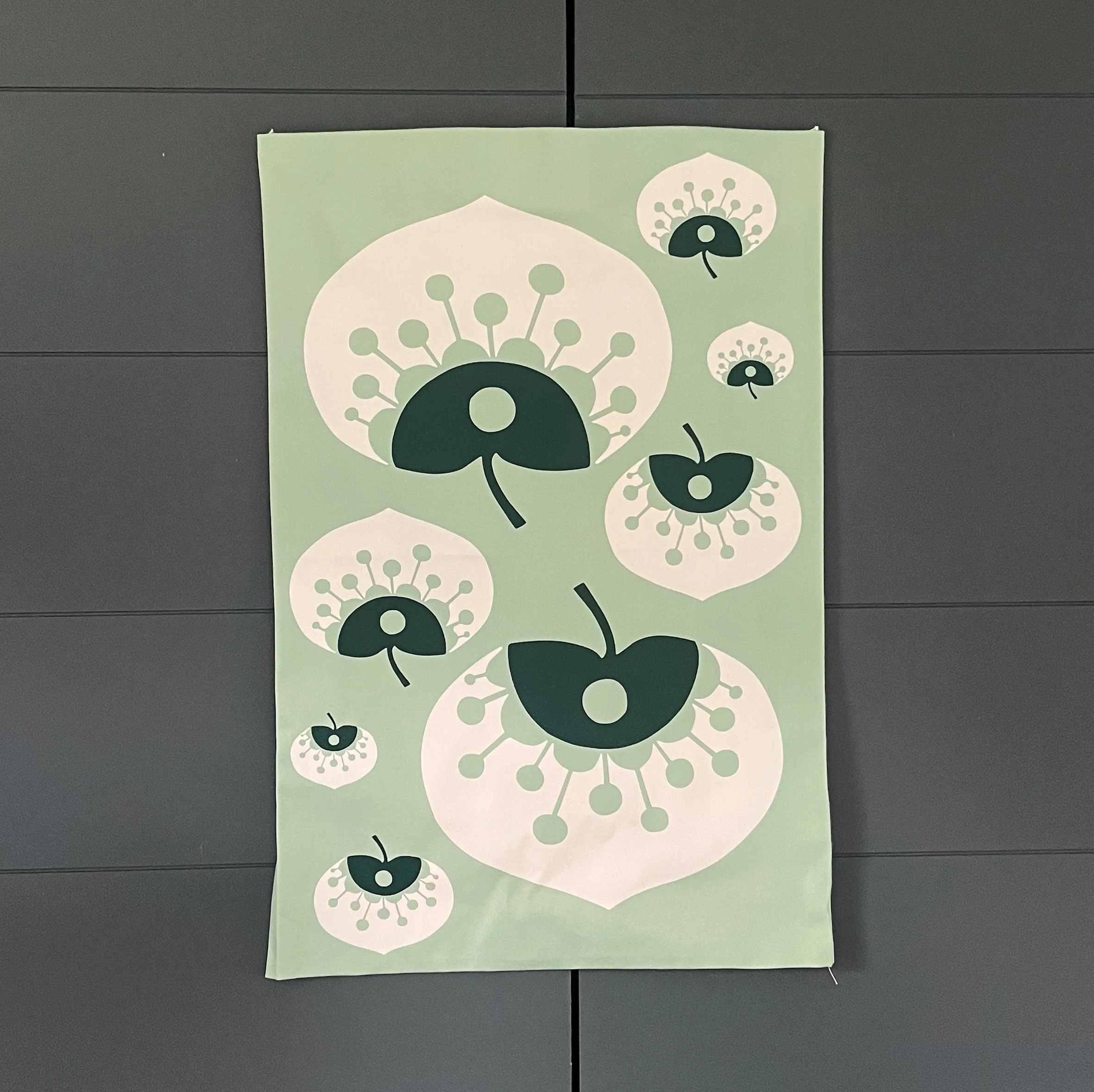 SAMPLE Mint Green Water Lily Leaf Tea Towel | British Made Cotton Tea Towel
