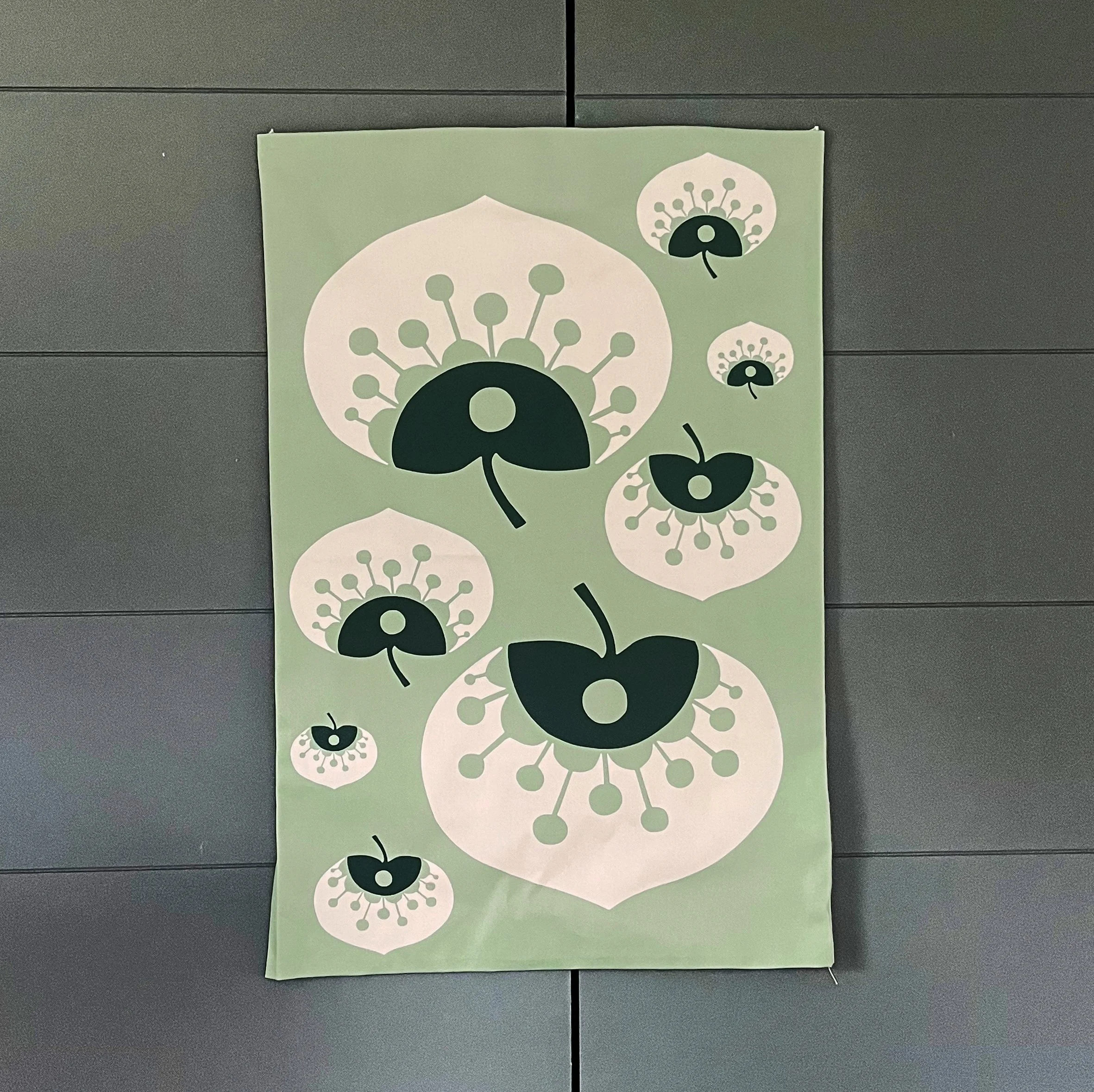 SAMPLE Mint Green Water Lily Leaf Tea Towel | British Made Cotton Tea Towel