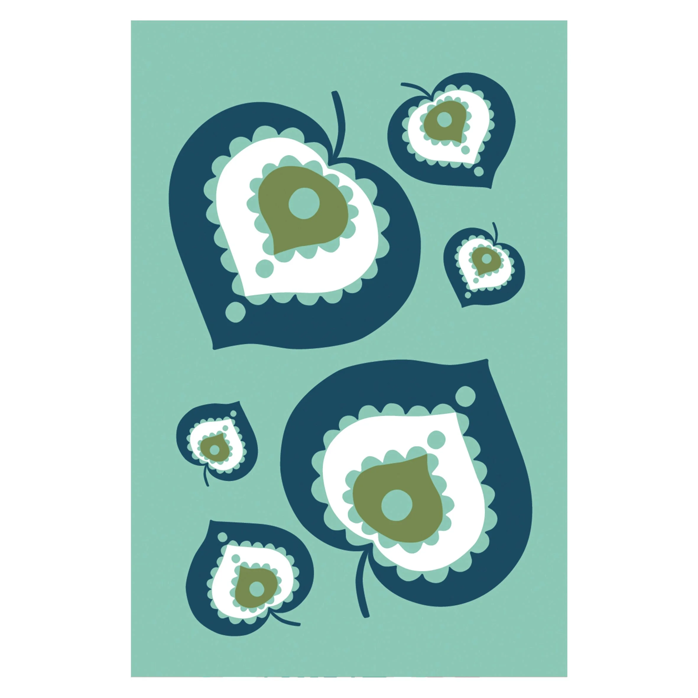 Woodland Heart Leaf Print Tea Towel Vintage Yellow & Ink Blue | British Made (Copy)