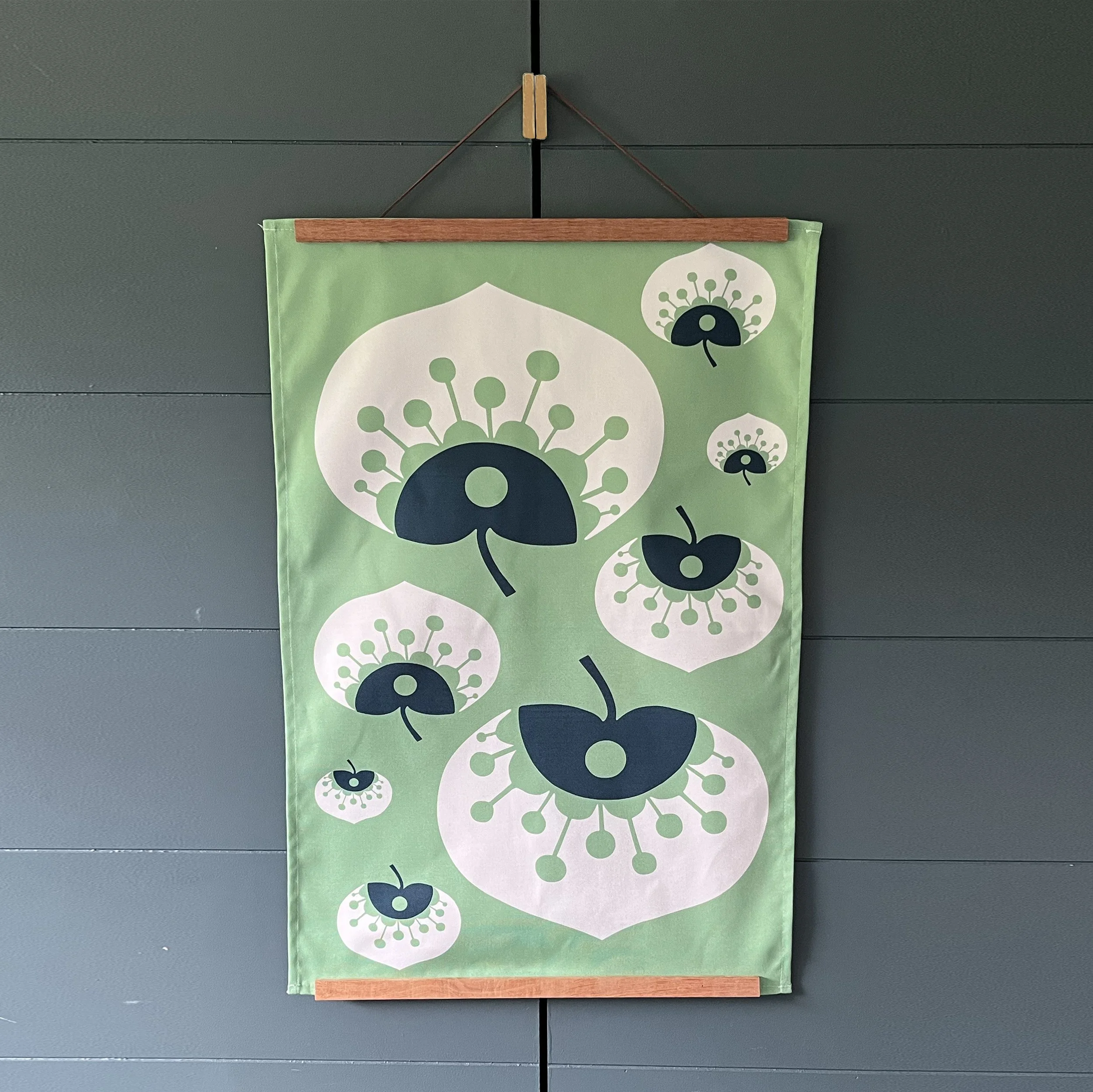 NEW Green Water Lily Leaf Tea Towel | British Made Cotton Tea Towel