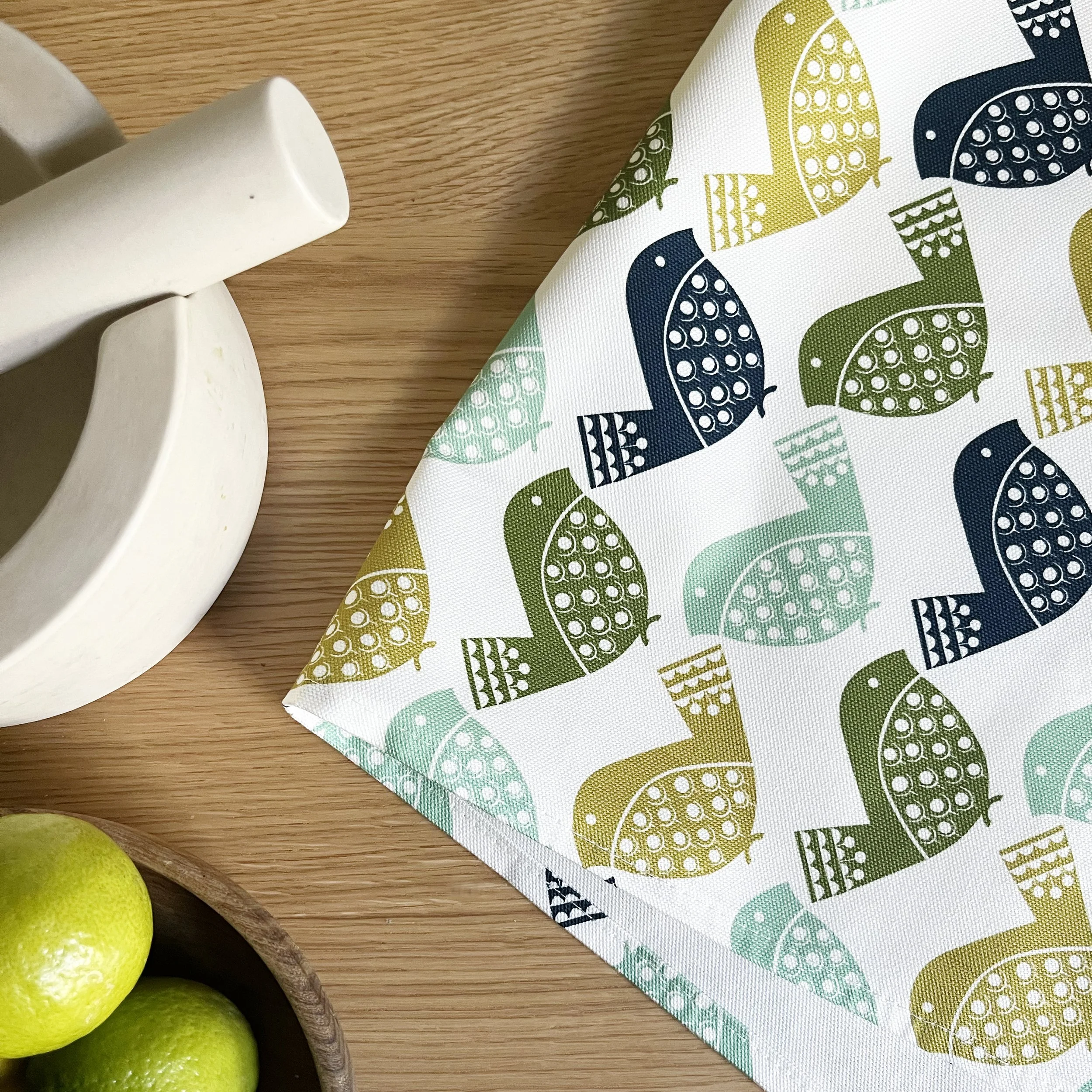 Bird Print Tea Towel Multicoloured | British Made