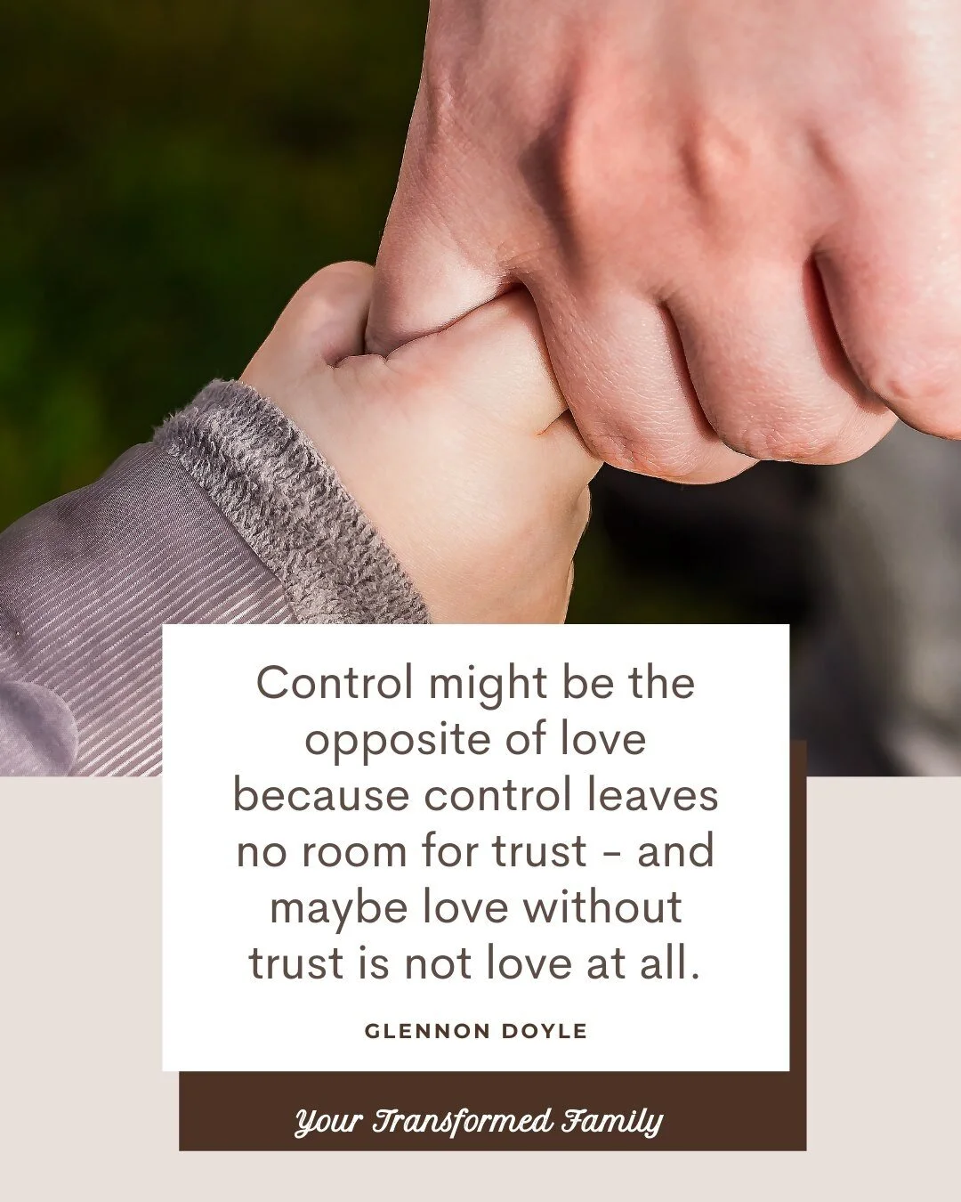 There are basically TWO types of parenting patterns: 1. Power Pattern 'Power over another' or 2. Empowerment Pattern 'Relationship with Another'.

The Power Pattern is based on control which basically send the message to our child that we don't trust