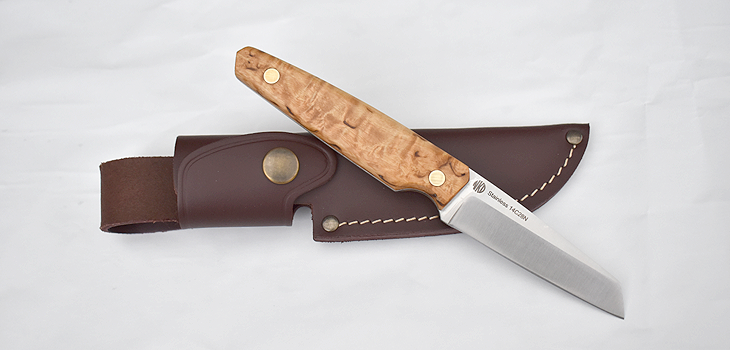 NKD Wharncliffe EDC knife messer couteau Curly birch Maserbirke