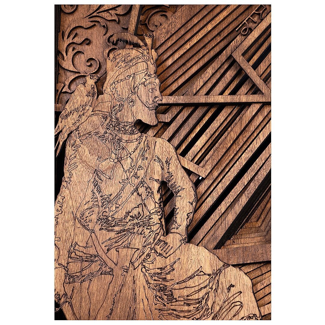 Hand draw figure of #gurugobindsinghji which has been laser etched to create this stunning artpiece. #sikhart #sikh #sikhsoldiers #sikhism #guruji #laseretch #handmade #artwork