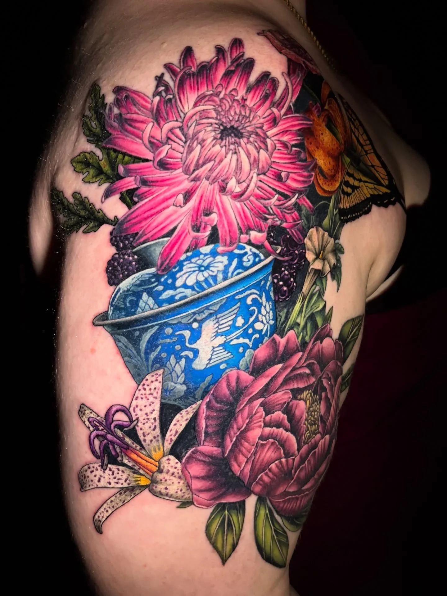 The first section of Rachael&rsquo;s sleeve is complete! This is the first piece exclusively done with @industryinks_us and they&rsquo;re pretty rad. If you like what you see here and are interested in getting your next tattoo started click the link 