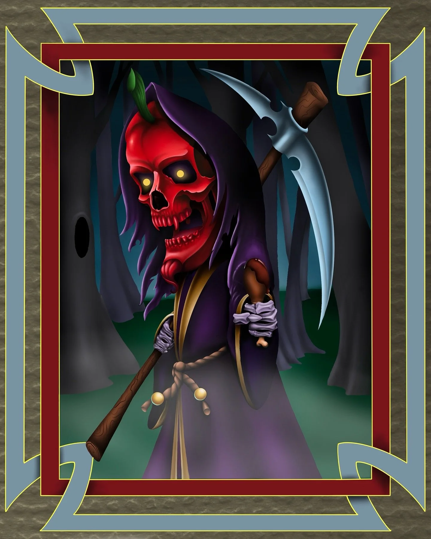 So I did this digital painting inspired by #deathnectar sauce made locally here at a place called @grinderskc . My business partners were on a hot wing kick until they met this sauce. Fear the reaper, 😂 . #axysrotary #tattooloverscare  #tattooawards