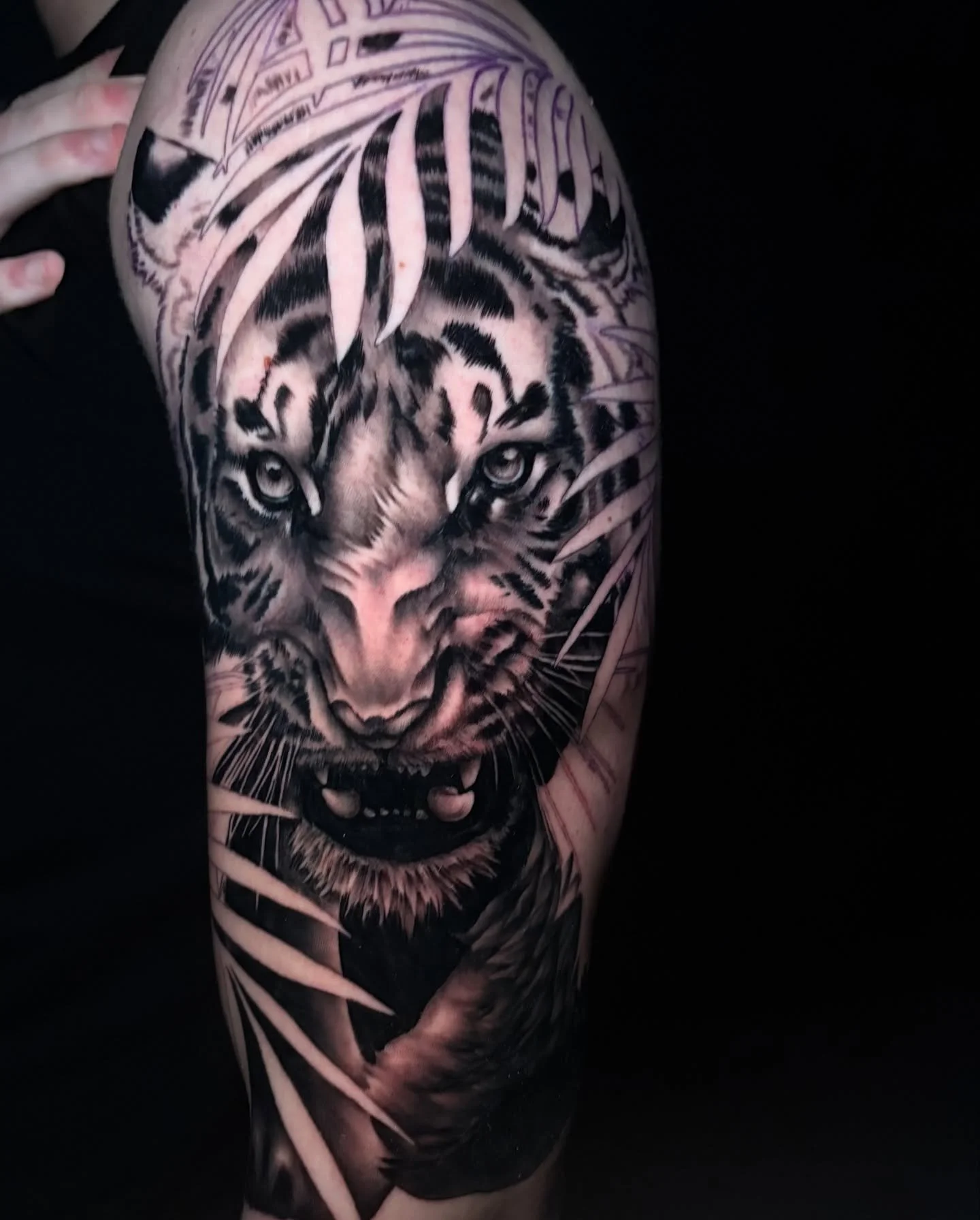 Got a great start to Ryan&rsquo;s tiger today! Some sessions are tough to walk away from and having to wrap up today was a little heartbreaking. #axysrotary #tattooloverscare  #tattooawards #tattoo #tattoos #tattooed #tattoosleeve #tattoosbyashley #t