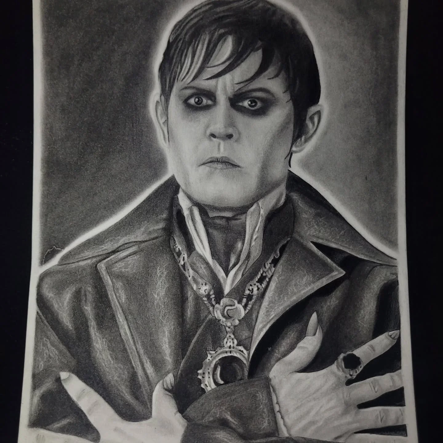 Here's a look at my most recently finished drawing. I love the movie Dark Shadows a little more than most, I think. 😅 

I'm still open to taking commissions for any portrait/realistic pencil drawings. 

As always, thanks for looking!
DM or email (in