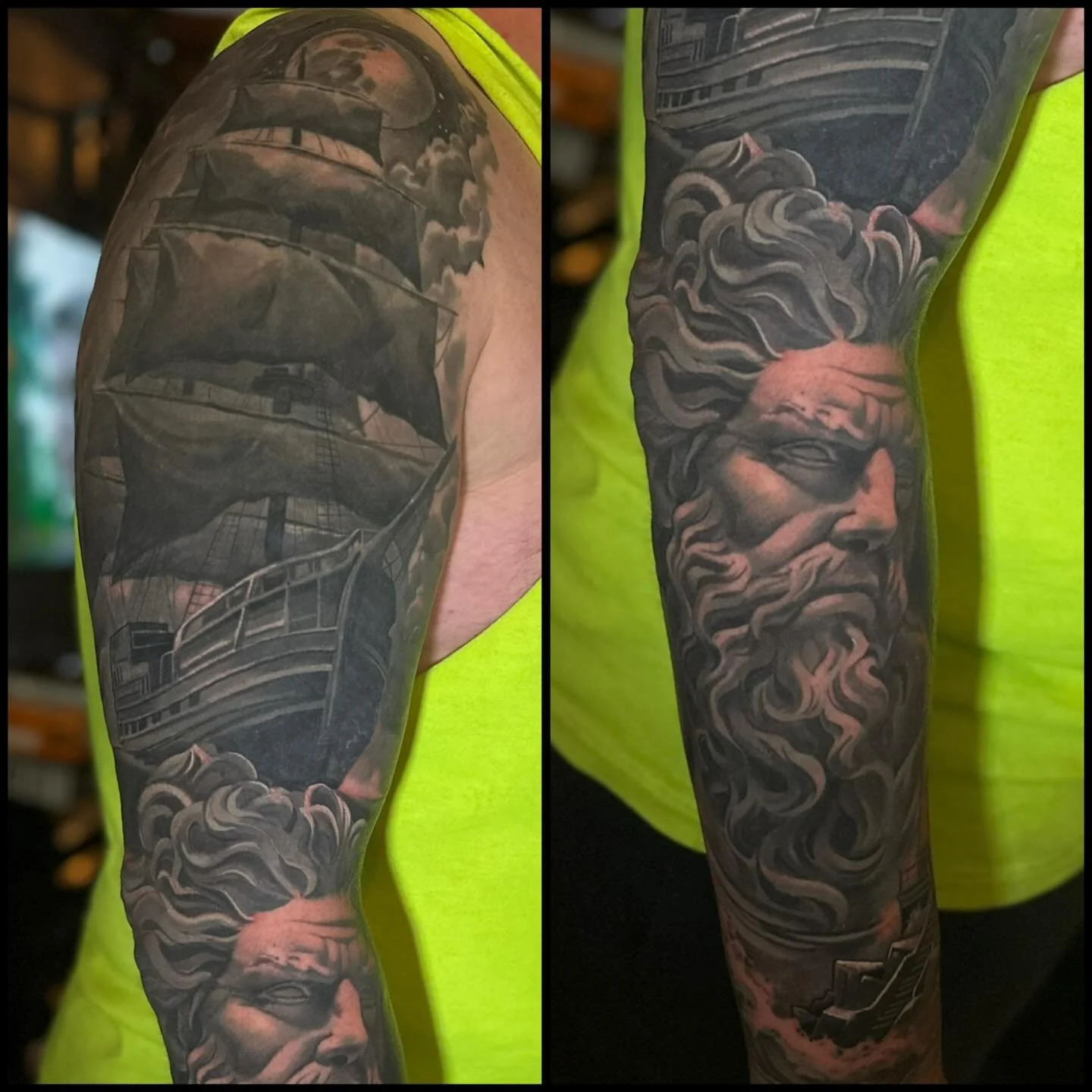 Fully healed and covered! Although im baffled as to why Taylor would want me to cover this piece!? 🤪
I don&rsquo;t ask questions, I just do my job!! 😂 @taydrive23 
We worked on this arm all of 2025. The first session I went over the old tattoo with