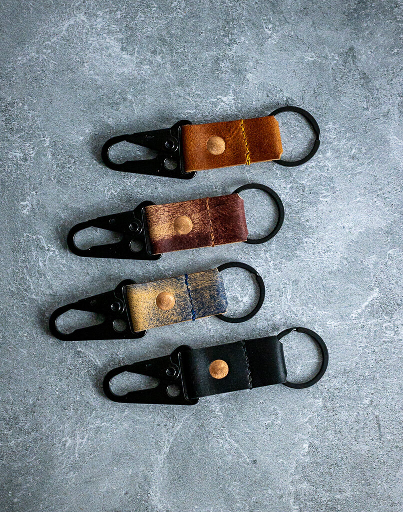 Leather Clip Keychain - Black