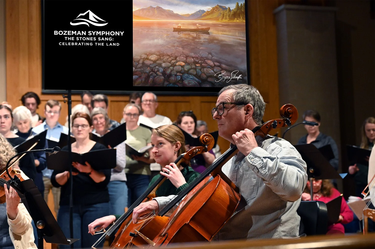 Bozeman Symphony musicians and choir performing live