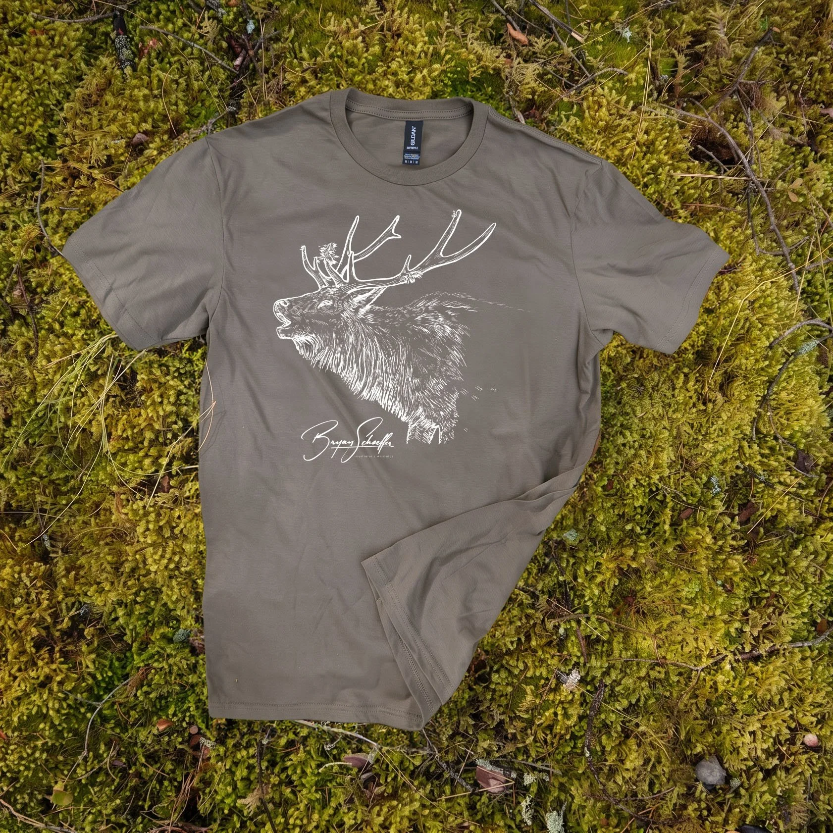 ElkBugle_T-Shirt_0002_Charcoal 74716b.jpg
