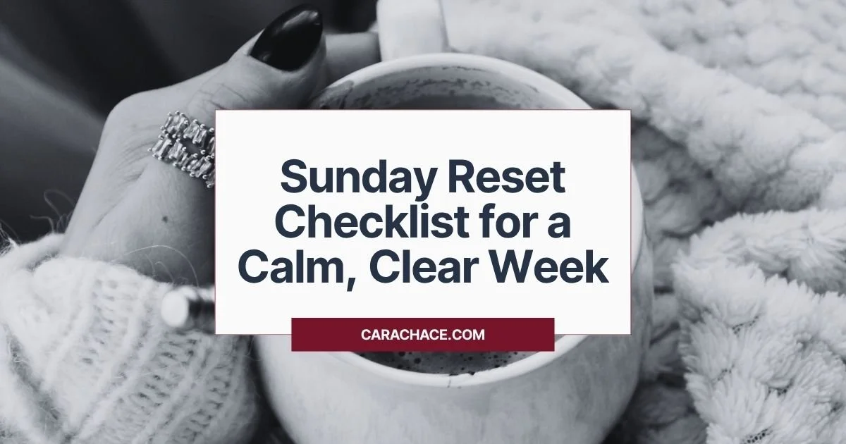 woman's hand holding a coffee mug in a cozy blanket showing a sunday reset routine idea