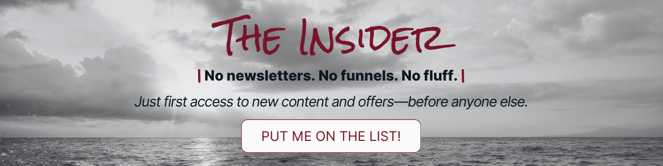 The Insider List Opt-In Graphic on a calm ocean background