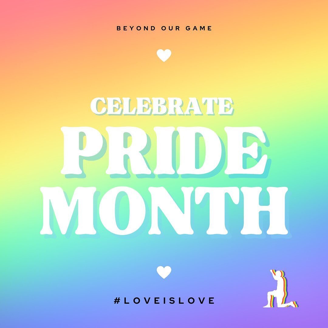 Happy #pridemonth 🏳️&zwj;🌈 Today marks the halfway point of June! Whether you are a part of the LGBTQ+ community or an ally, we encourage you to celebrate that #loveislove this month and EVERY month! 
It goes Beyond Our Game ❤️🧡💛💚💙💜