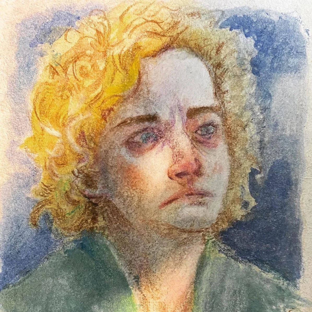 Ruth - mixed media on a coaster