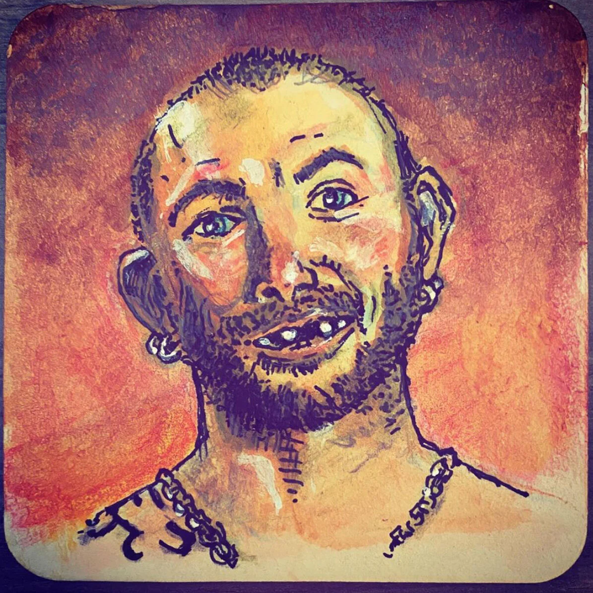 Dude from Tiger King - mixed media on a coaster