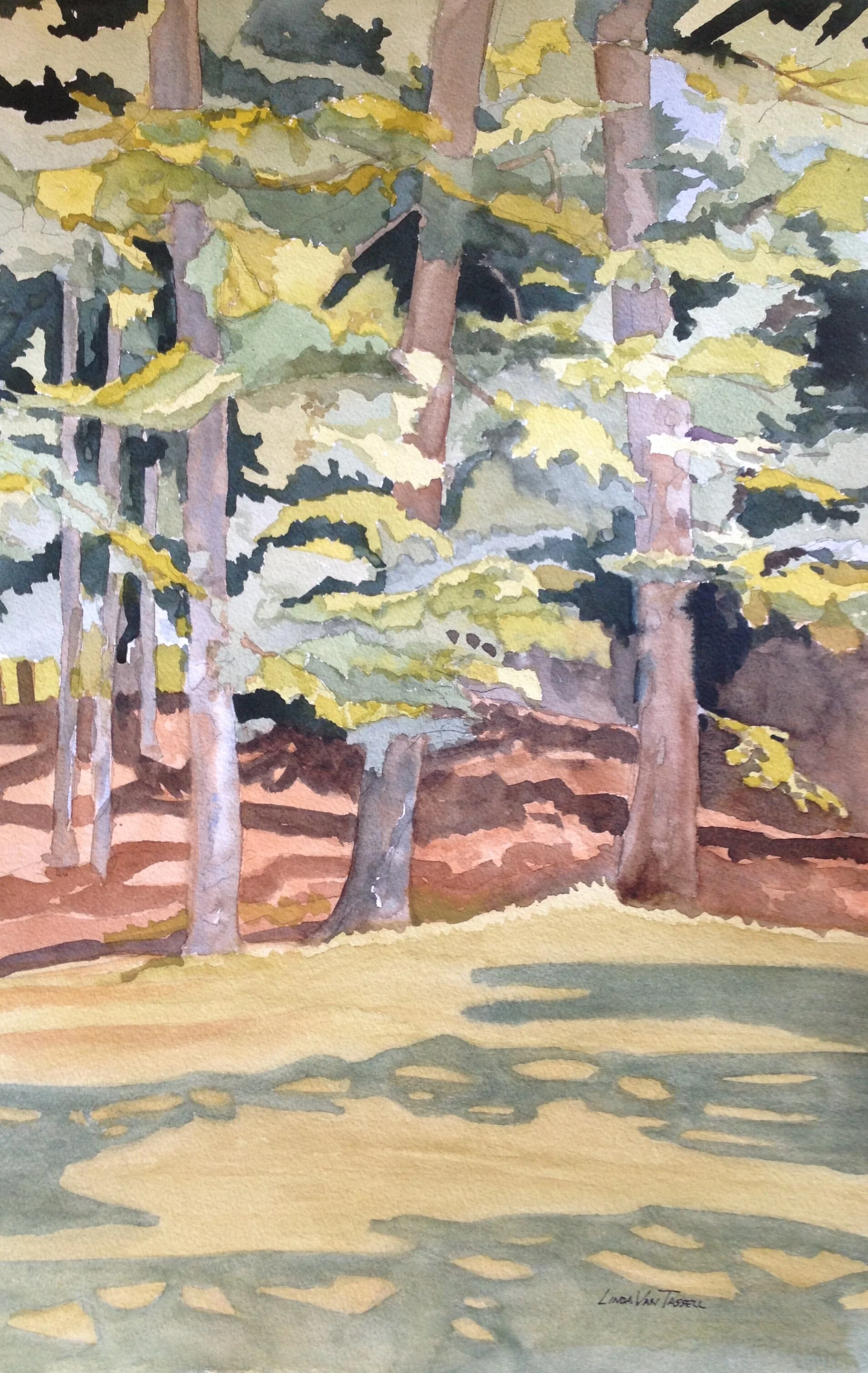 Three Pines, Watercolor, 28x20", Framed, $480
