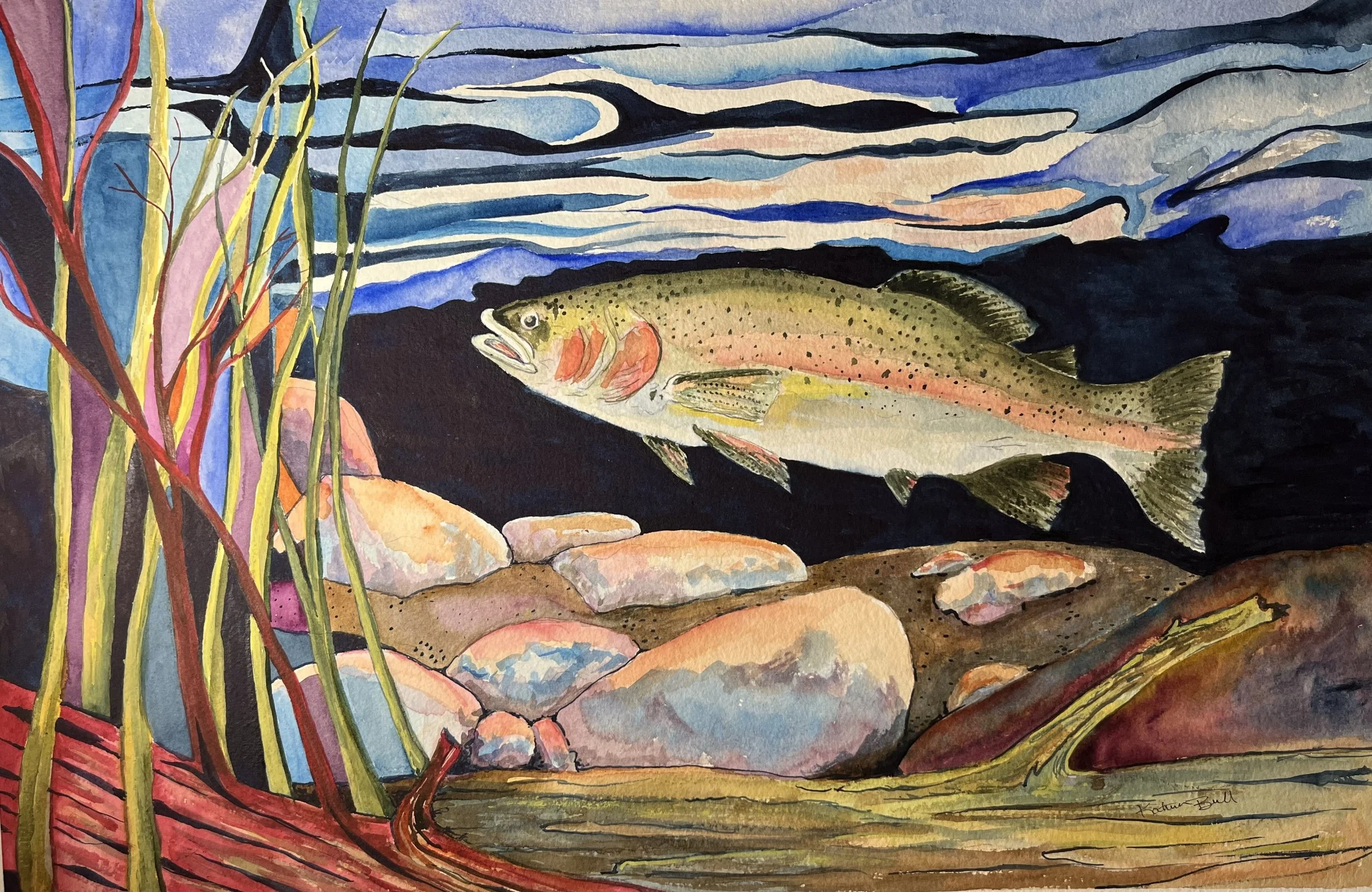 Trout, Watercolor, 20x28"