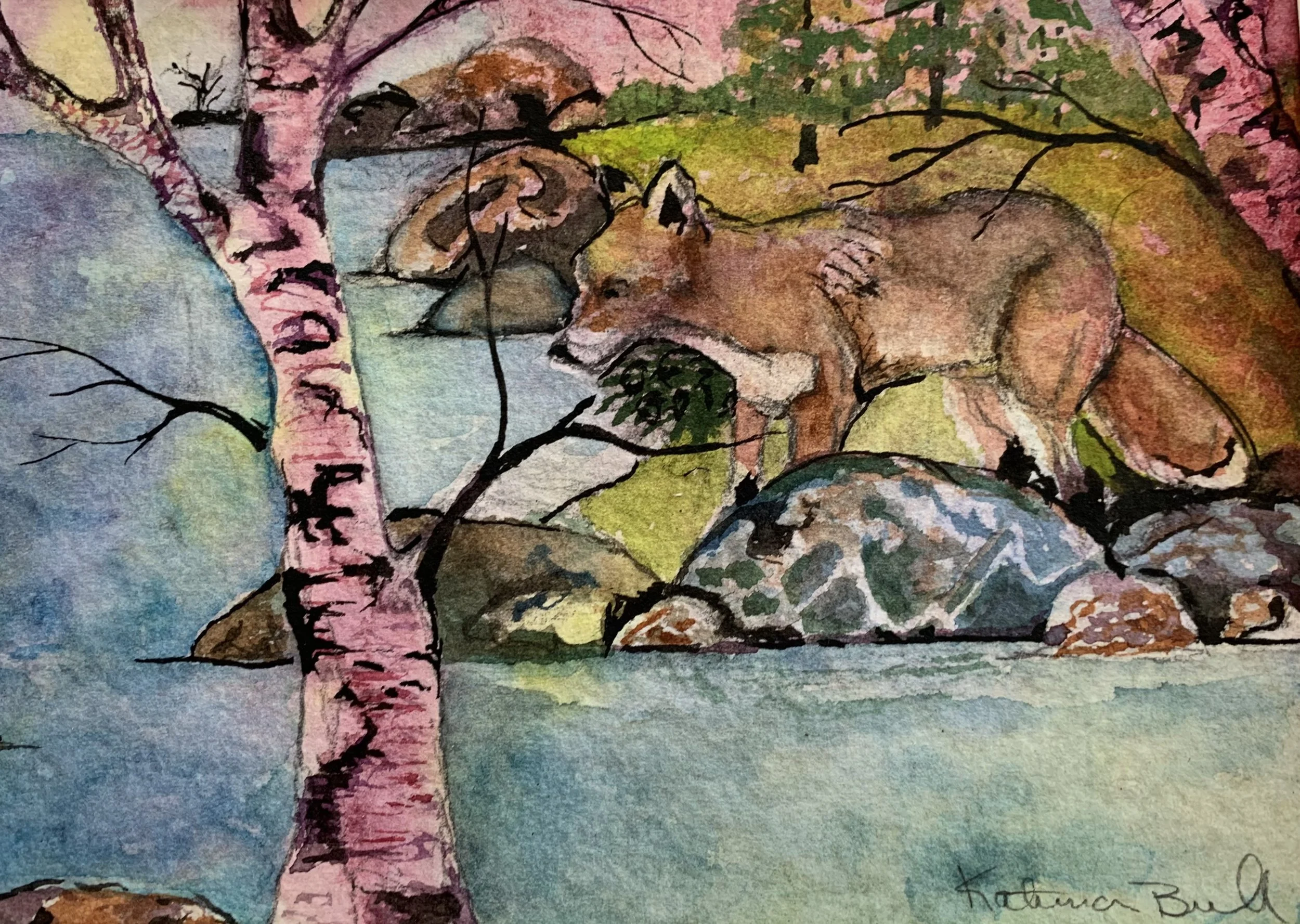 Fox, Watercolor, 8x10"