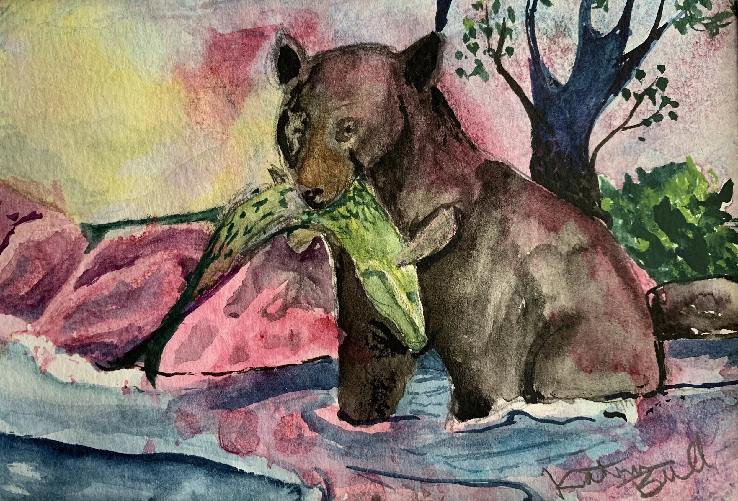 Brown Bear, Watercolor, 8x10"