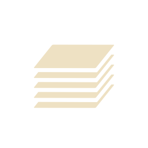 Icon for preproduction services provided by Three Quarter Films. A stack of four beige tiles or pages on a black background.