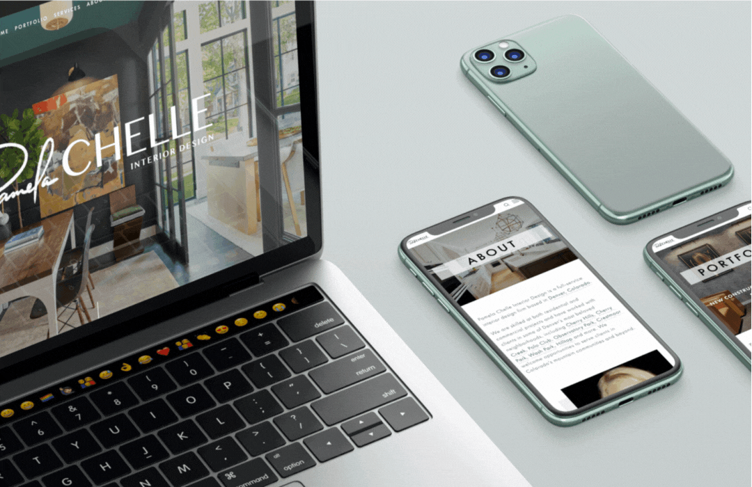 Rotating images of custom websites and branding developed by Kstudio