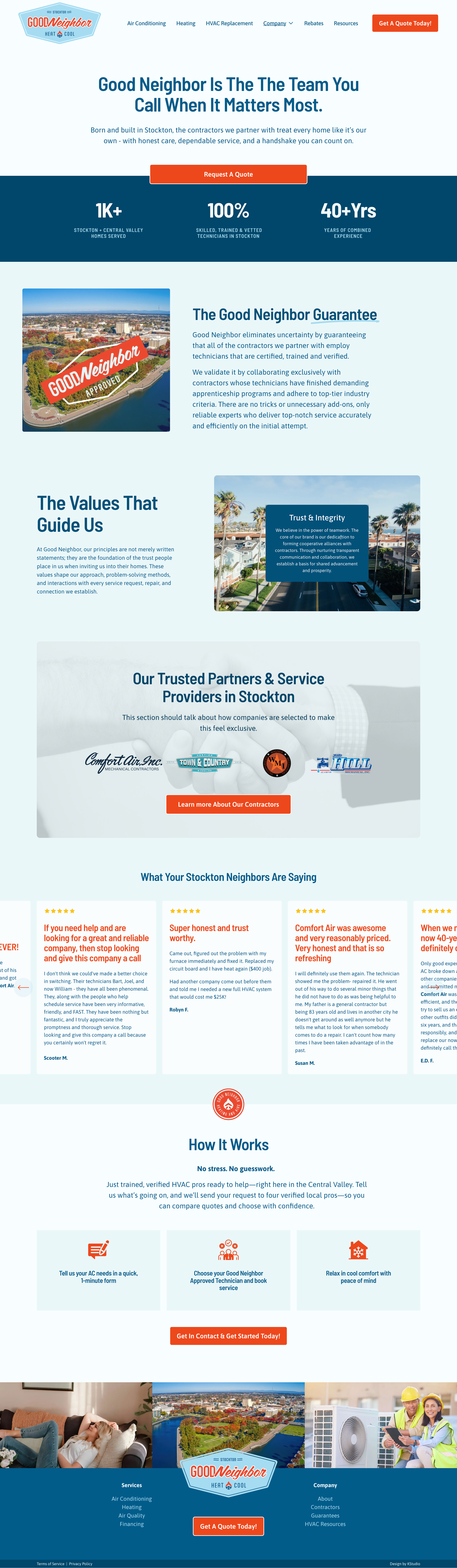 Good Neighbor HVAC About Page Website Design