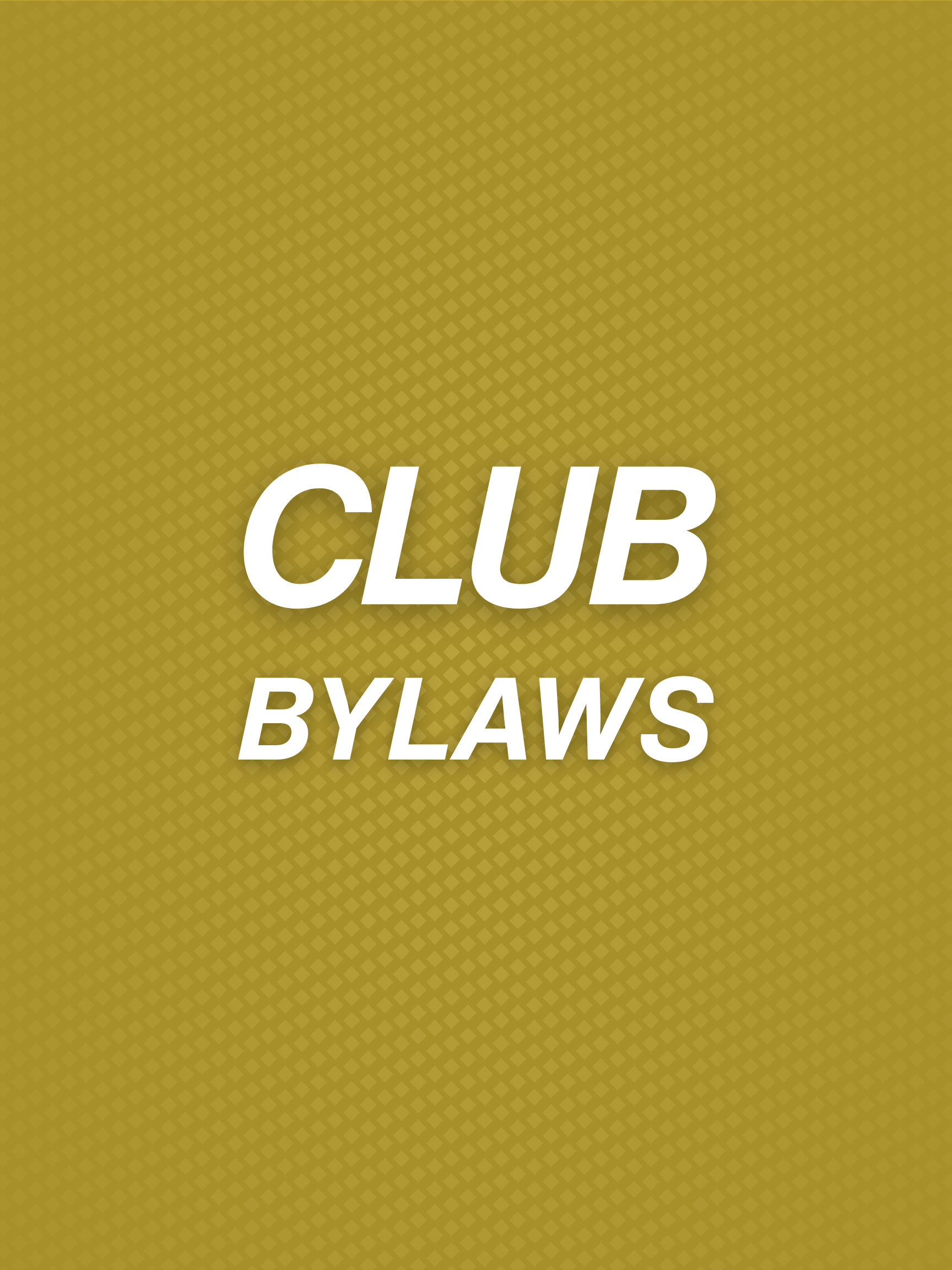 Cover page with the title 'Club ByLaws' on a yellow patterned background.
