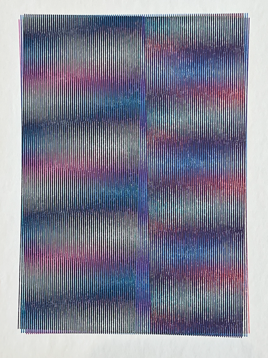 Untitled, Moiré Drawing, Pen on paper, 8 1/2 x 11 inches
