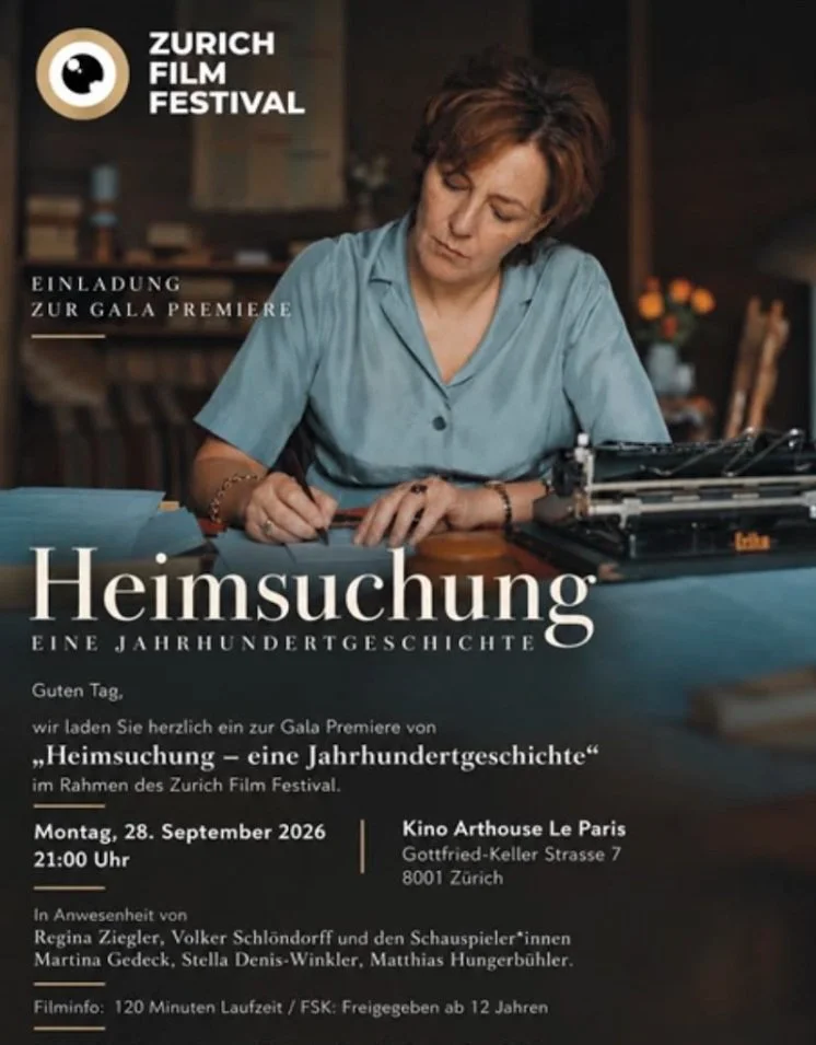 ZURICH FILM FESTIVAL - Gala Premiere von &laquo;Heimsuchung - Die Jahrhundertgeschichte&raquo; 28. September 2026 - Kino Arthouse Le Paris, Z&uuml;rich 🇨🇭