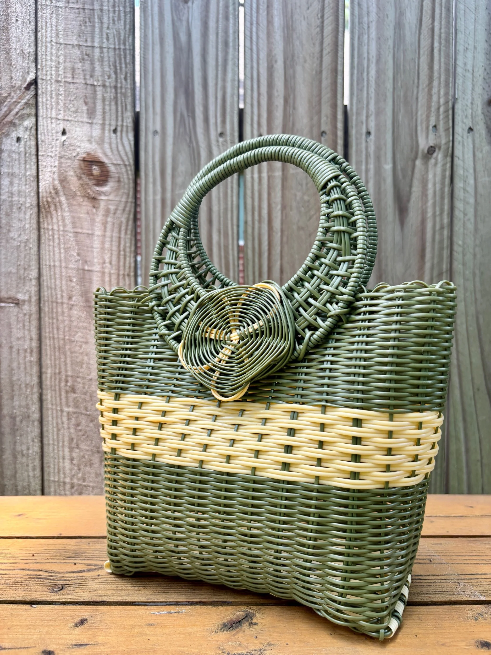 Handbag made from recycled plastics, Olive green