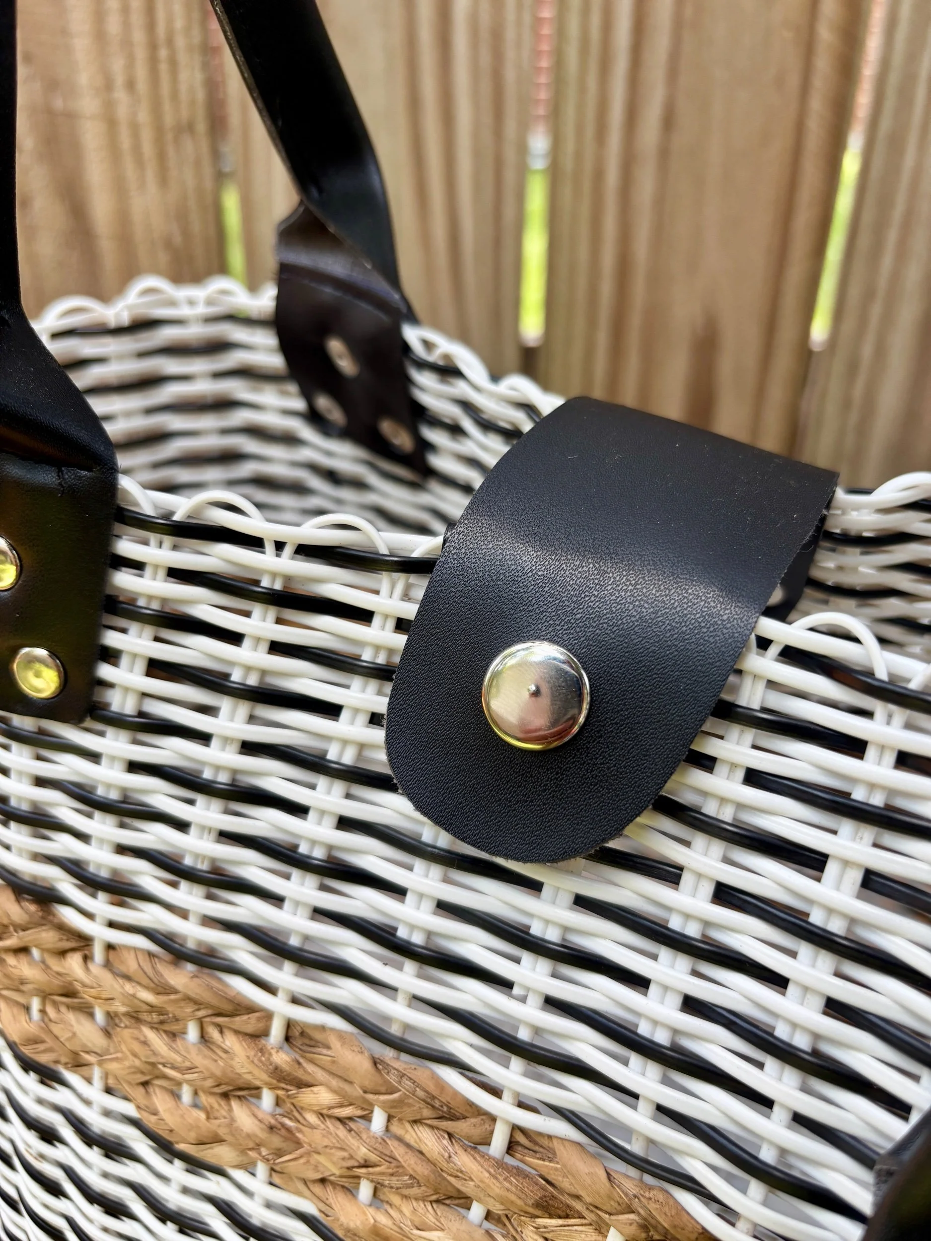 Handwoven handbag made from up-cycled materials.