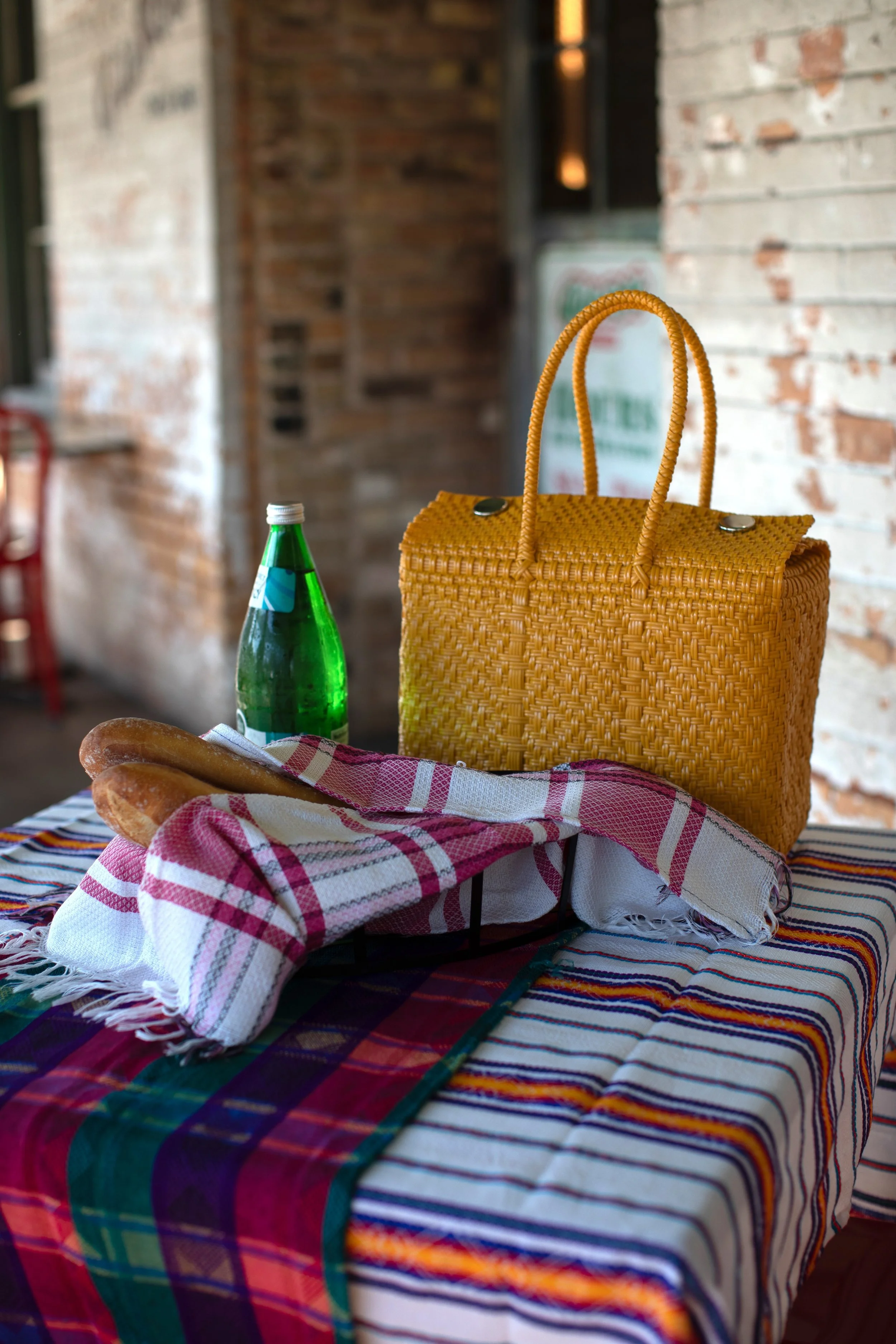 Red towels on a table