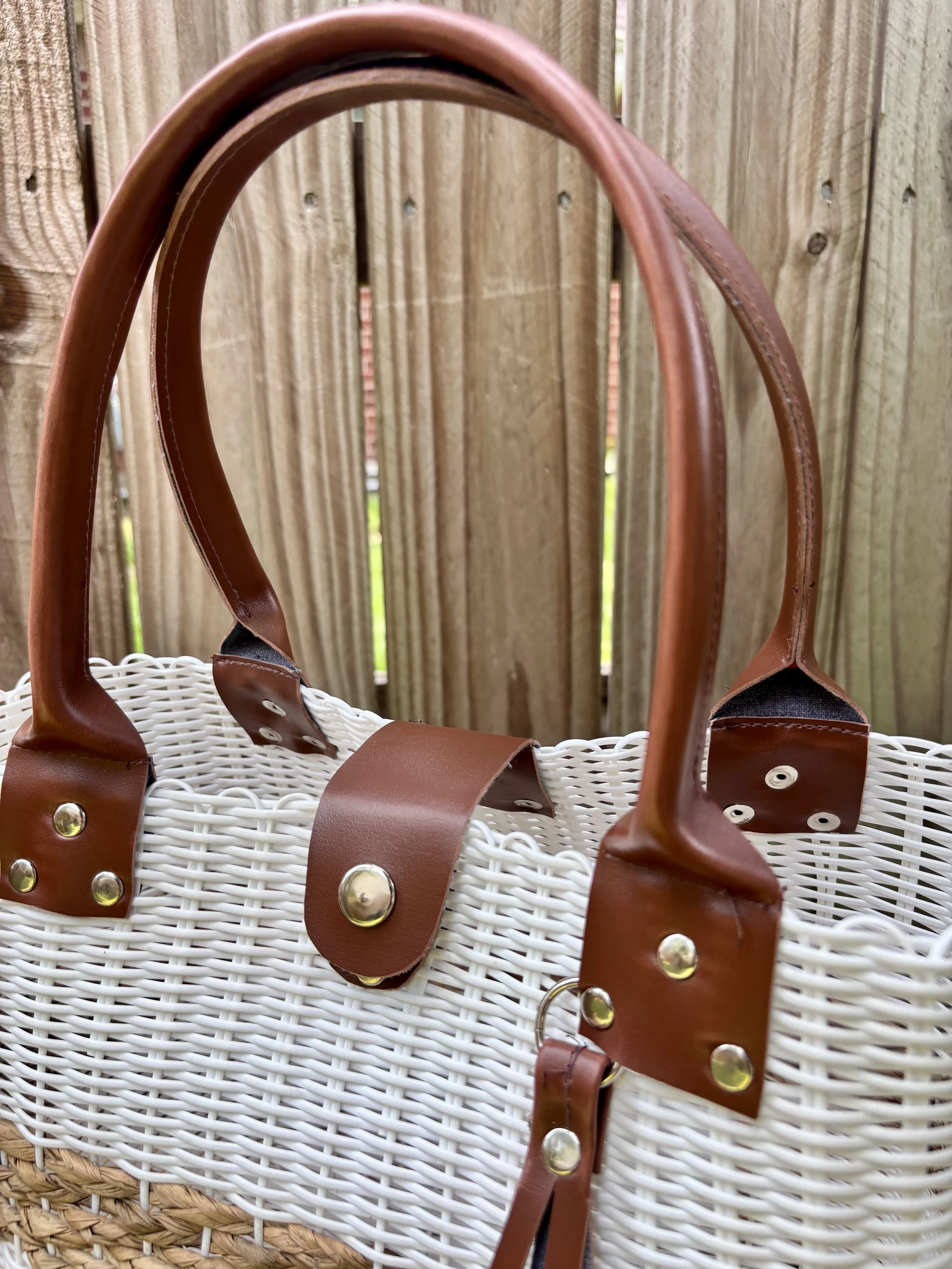 handcrafted white handbag