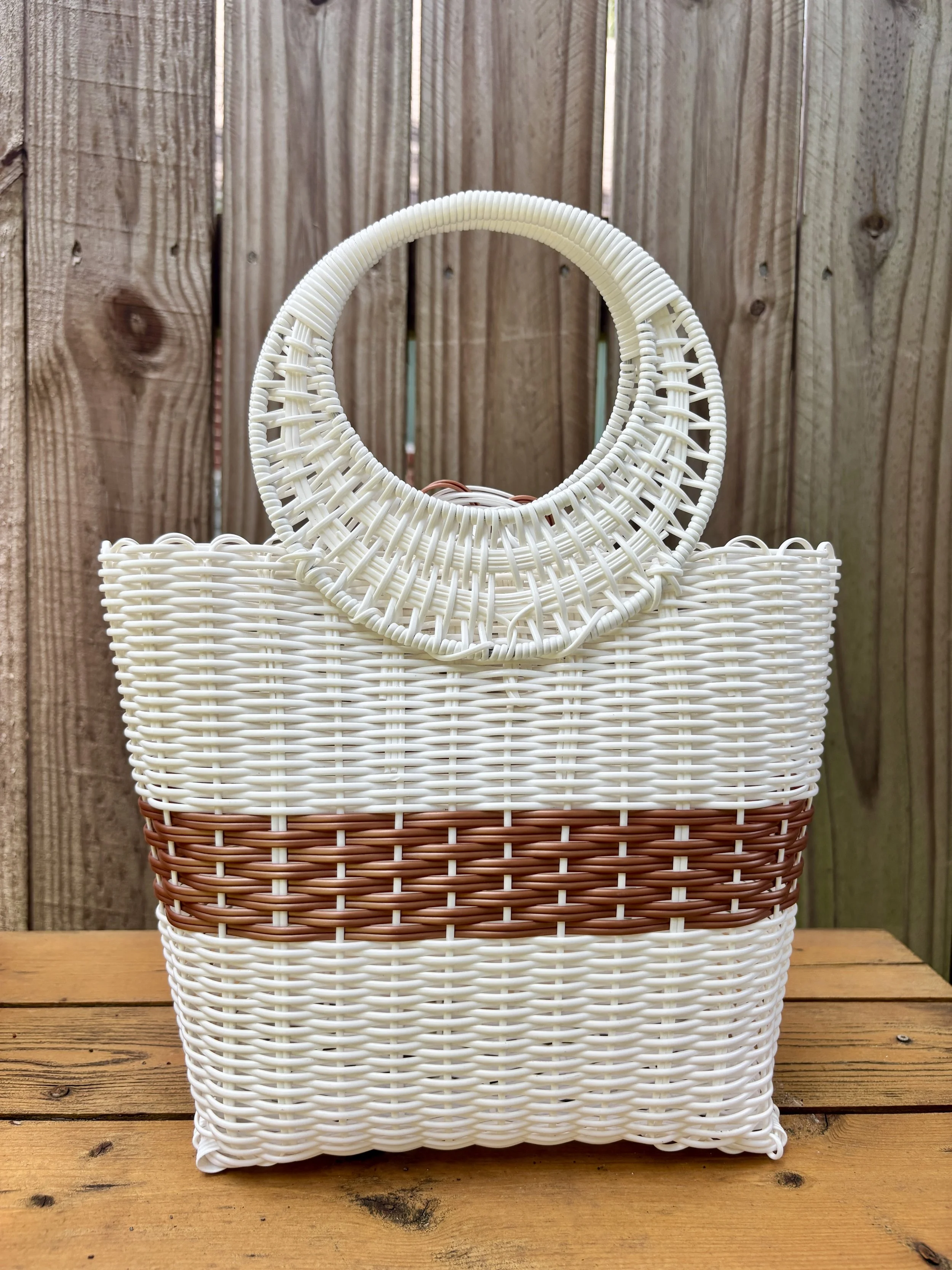 Handbag white made from recycled plastics