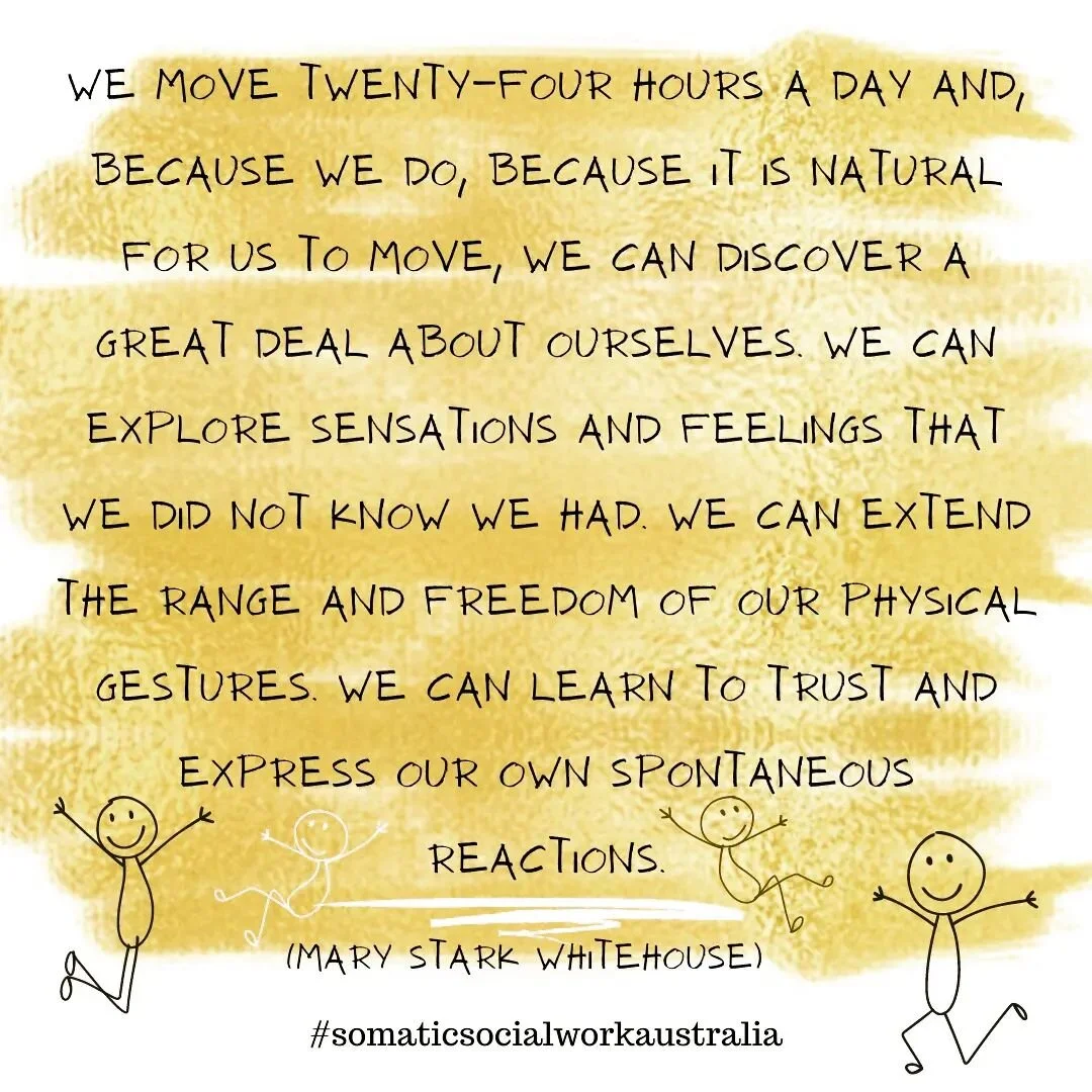 Happy moving ...

#somaticsocialworkaustralia #movementinthebody #movementpractice #bodyconversations #yogareflections  #understandingmovement #bodyinsights