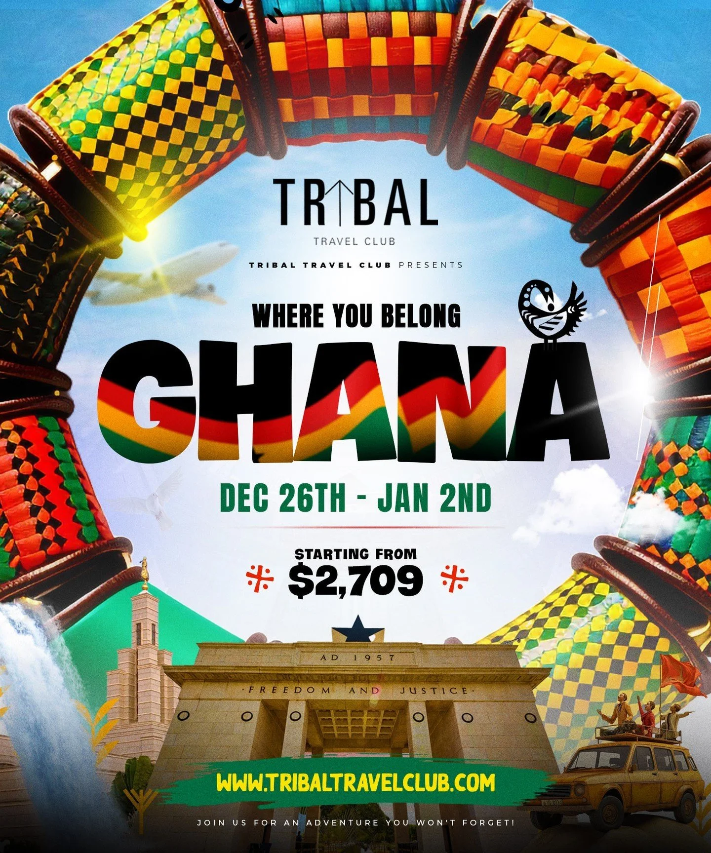 🌍 TRAVEL WITH TRIBAL TRAVEL CLUB &ndash; WHERE YOU BELONG! 🇬🇭✨⁠
⁠
Ghana is the ultimate vibe to close out the year! 🎉🔥 More than a trip&mdash;it&rsquo;s history, culture, adventure, and home. Now more than ever, it&rsquo;s time to reconnect with