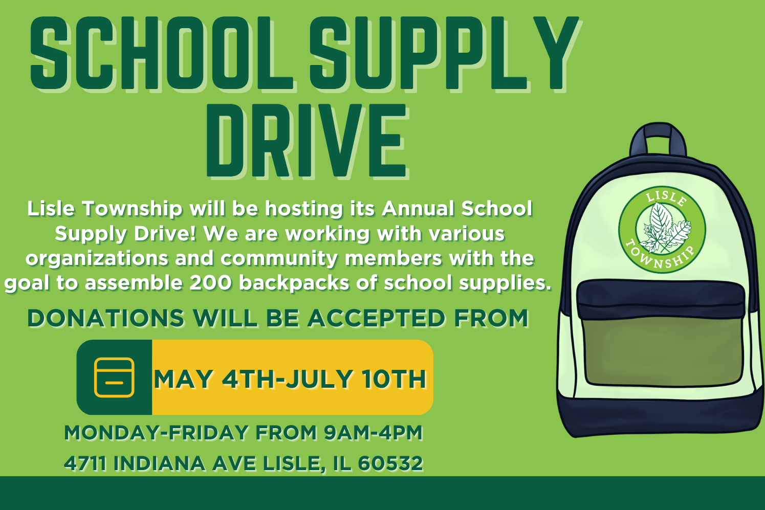 School Supply Drive hosted by Lisle Township