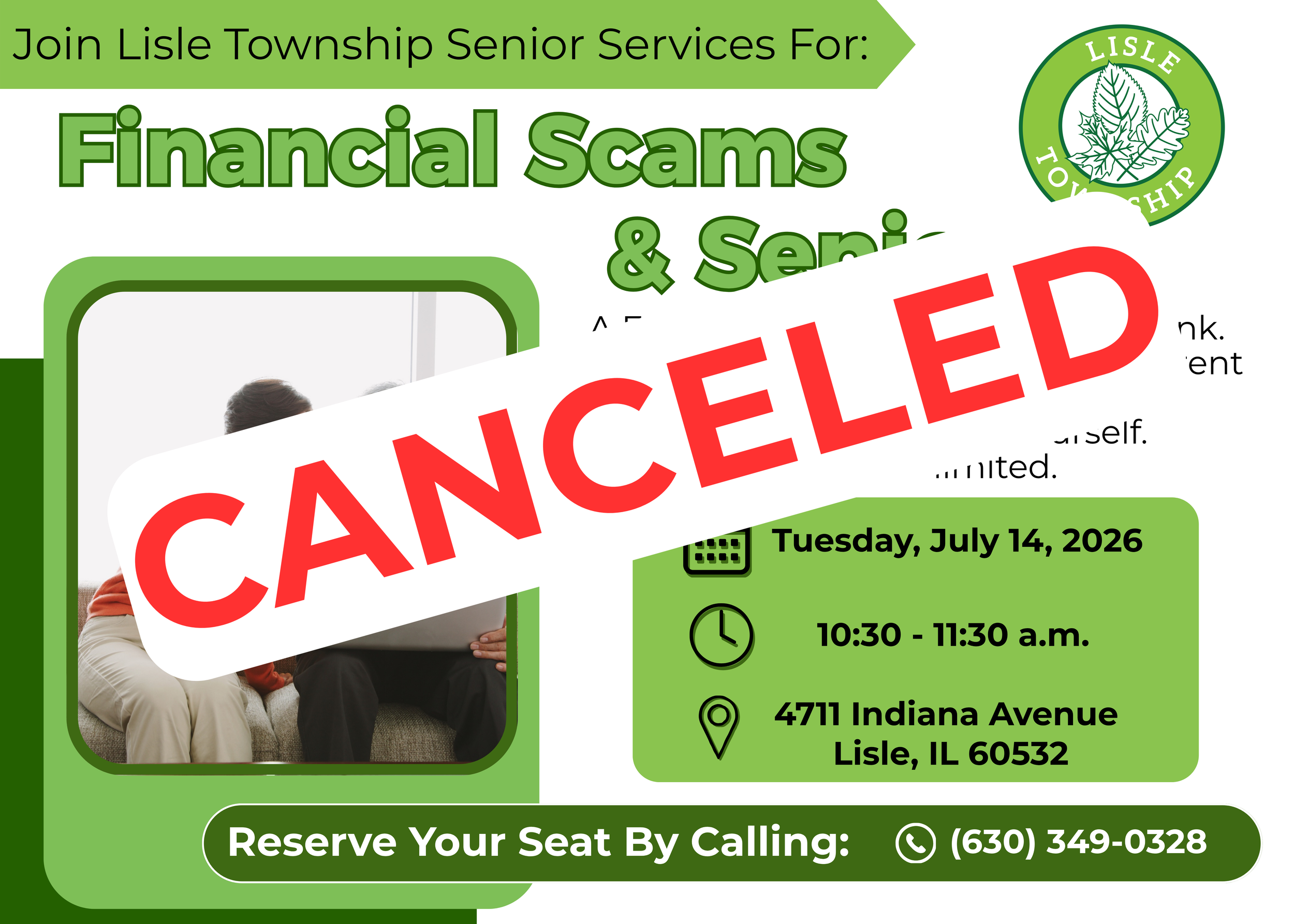 CANCELED: Financial Scams &amp; Seniors