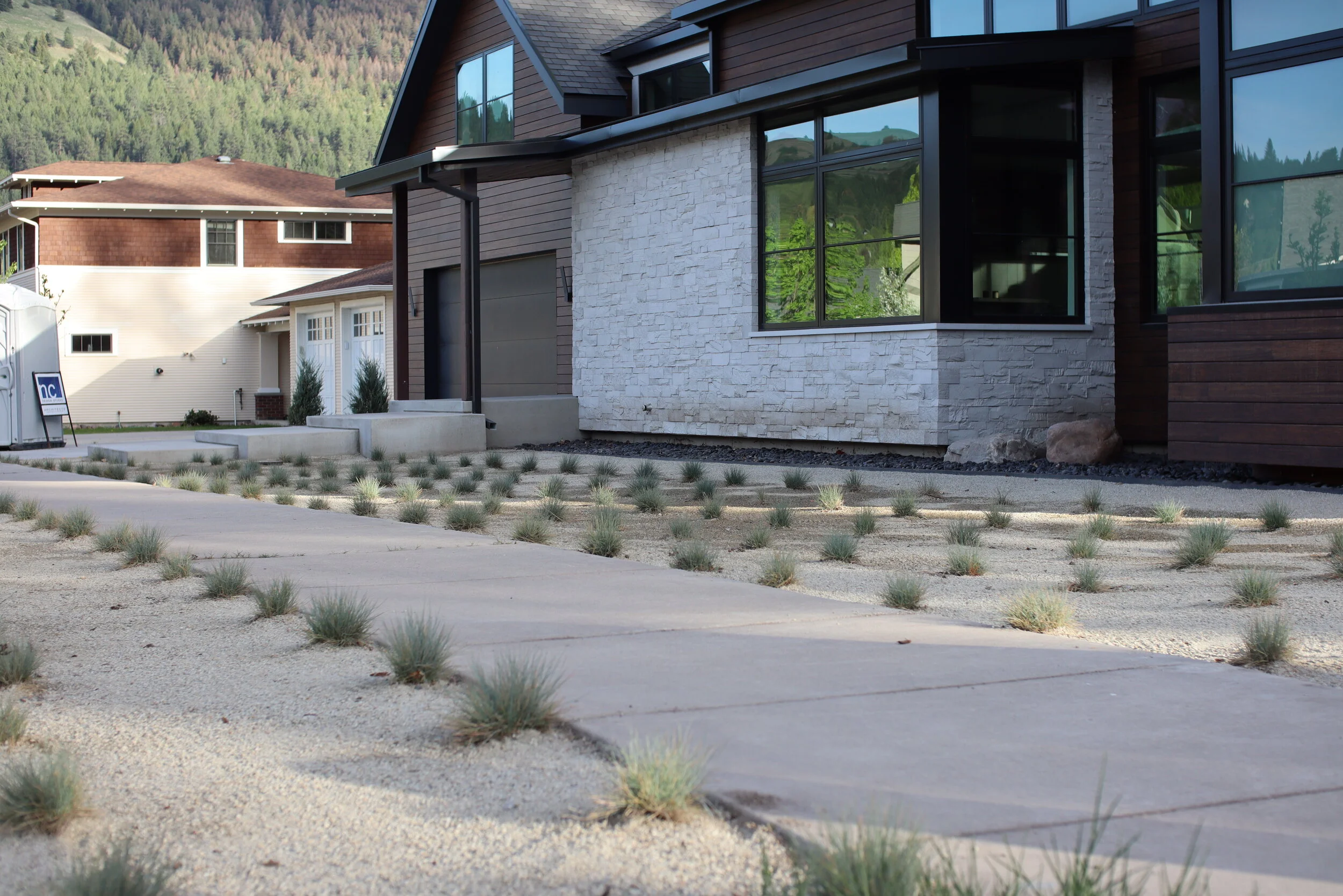 Modern xeriscape landscaping in Missoula Montana