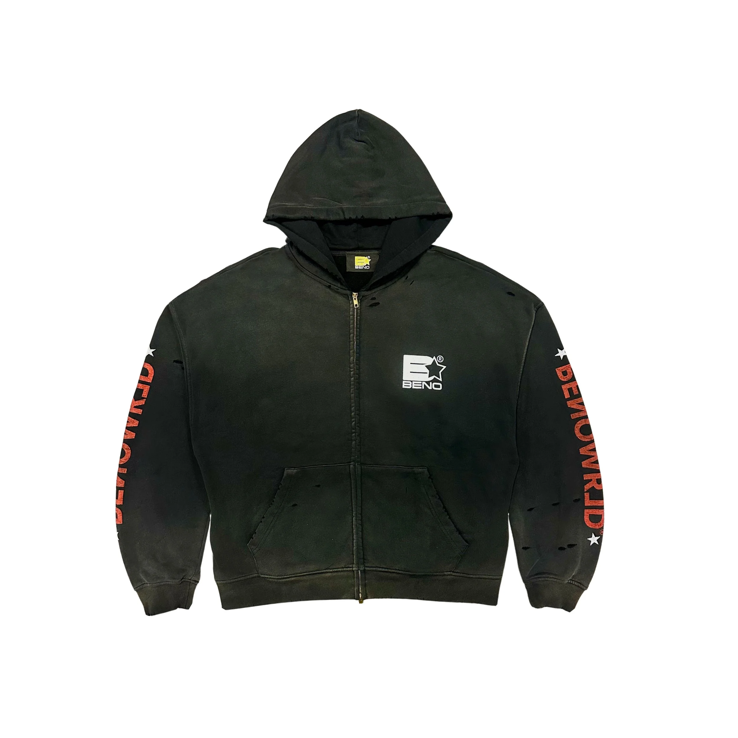 Beno "Classic Beno" Vintage Black Distressed Hoodie