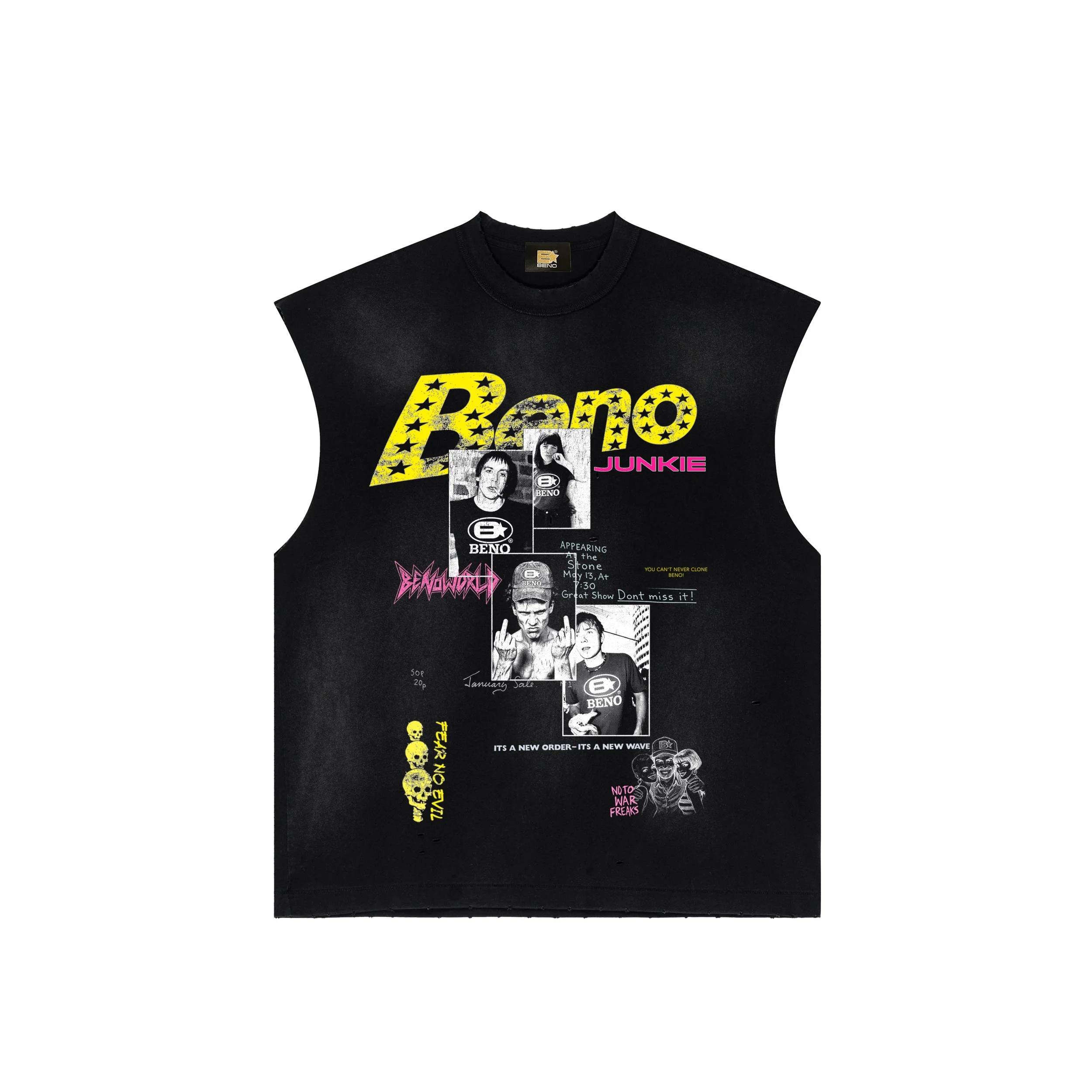 Beno Junkie Black Sun Faded Heavy Sleeveless Tee