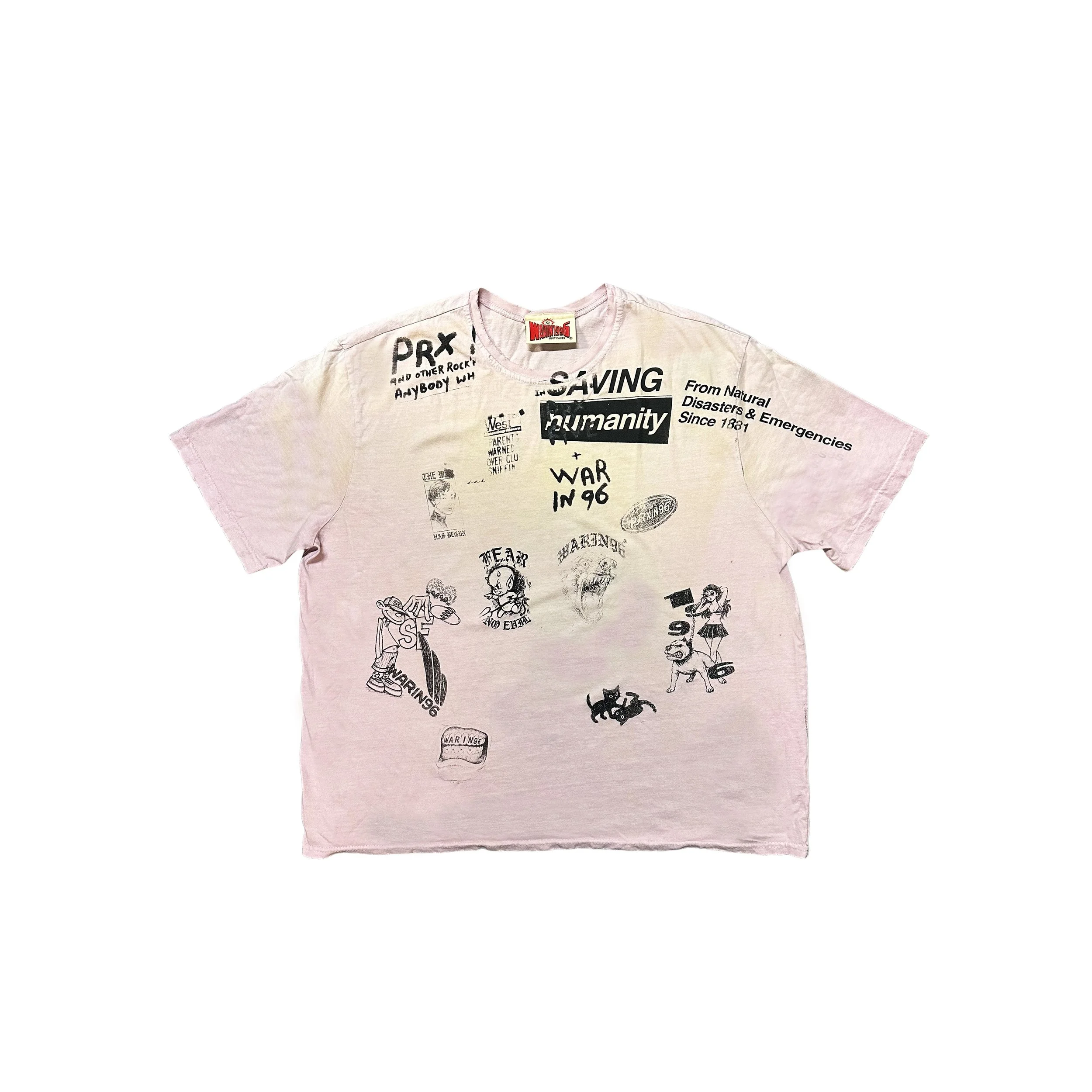 Warin96 x PRX "saving humanity" pink salmon 1 of 1 tshirt 2XL