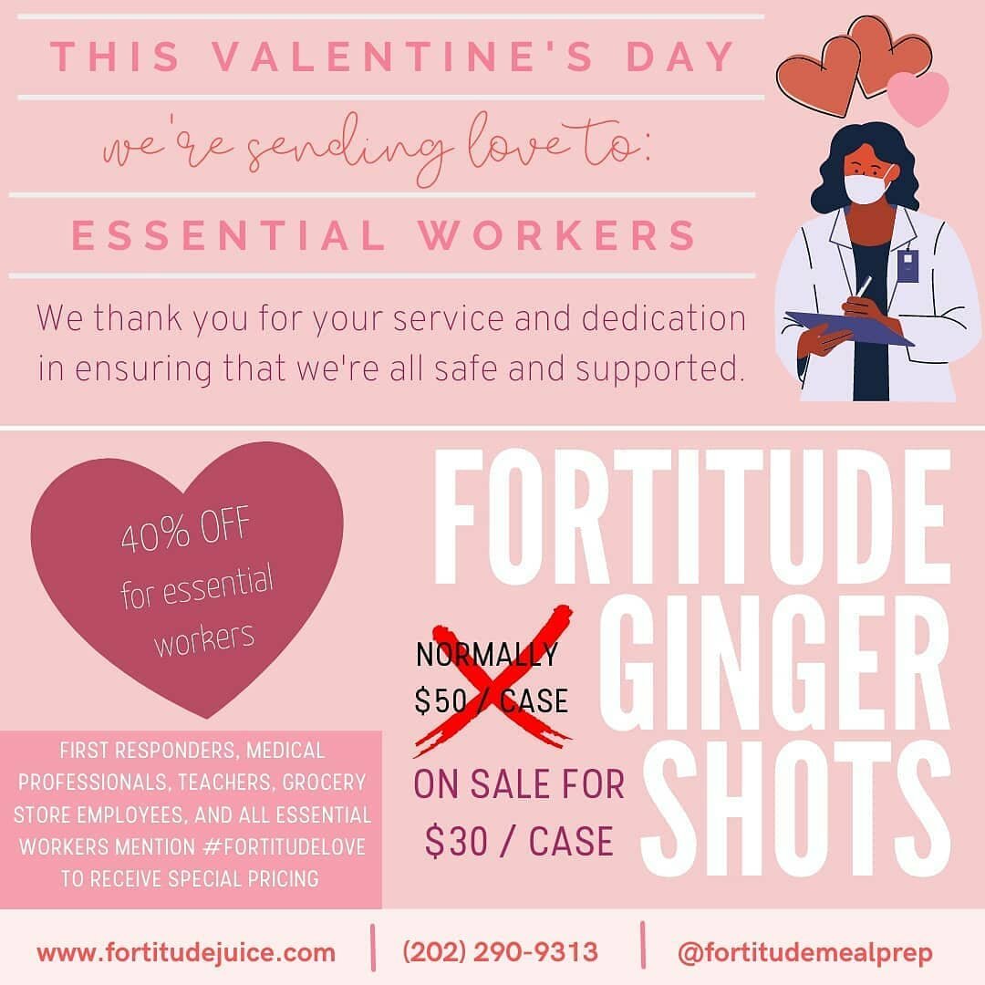 To our healthcare provider, first responders, and essential workers #fortitudeJuice would like to say &quot;Stay safe and Thank you&quot;! 
If you or someone you know is an essential employee, please tag and or share this post. 

 All month of Februa