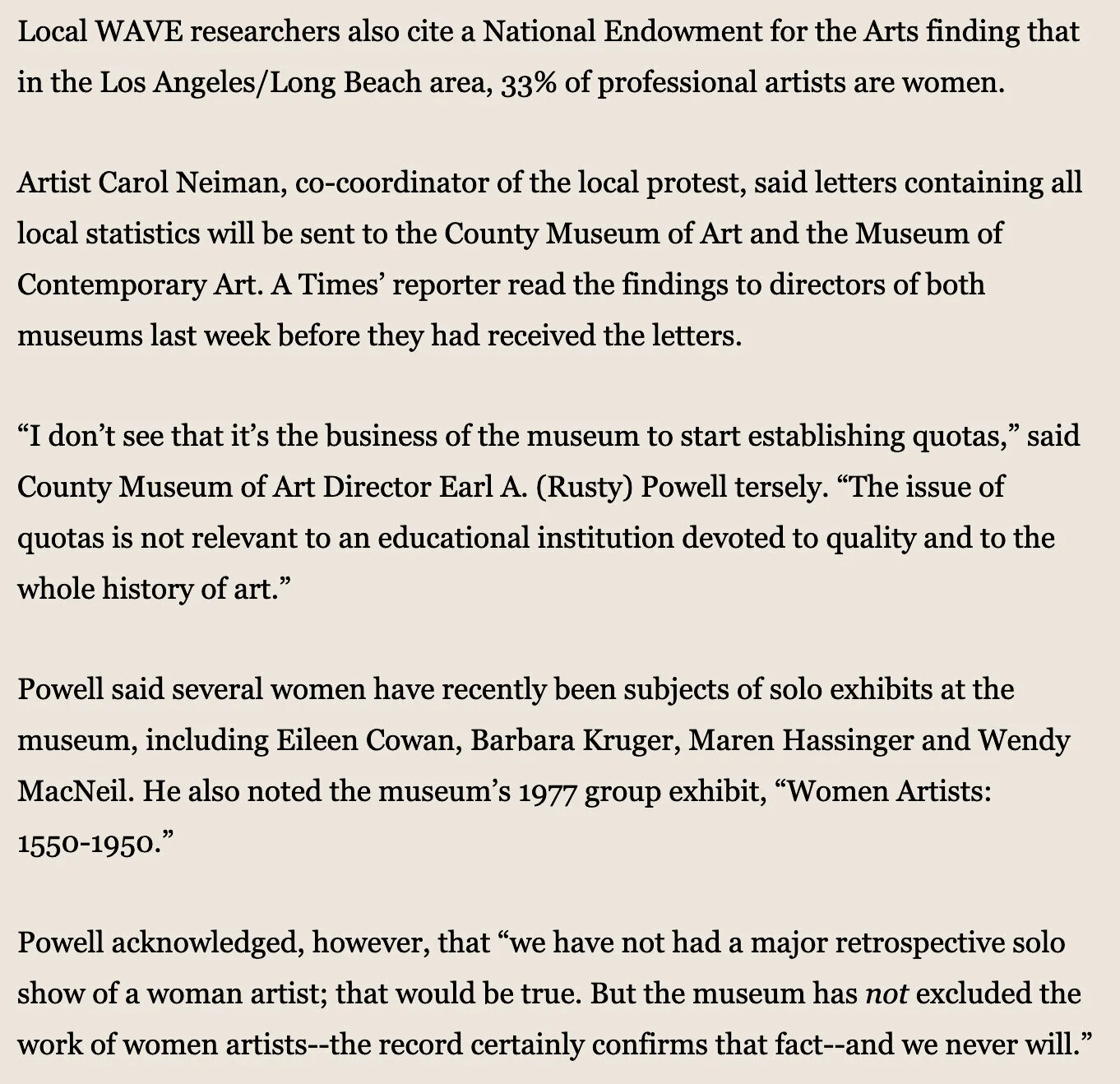 Zan Dubin, ‘UNSEEN’ ARTISTS TO CREATE A SCENE, L. A. Times,  Sept. 25 1986