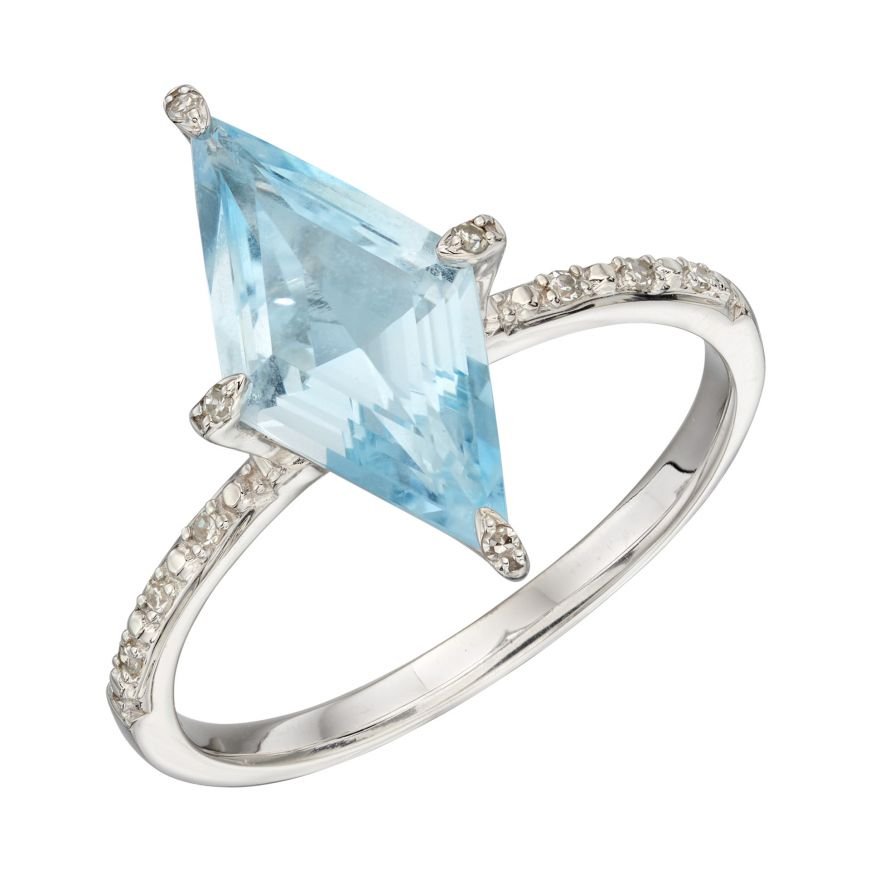 9ct white gold diamond blue topaz kite ring womens jewellery chapter79 gift