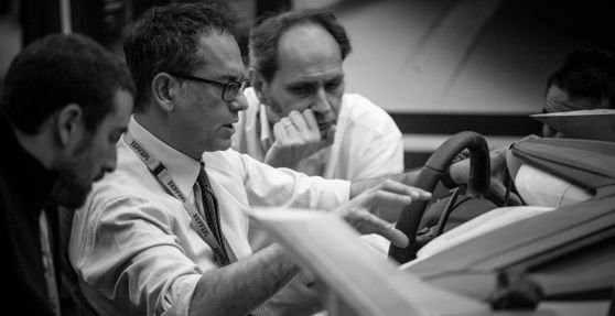 Flavio Manzoni and his team working on the interior model of a Ferrari