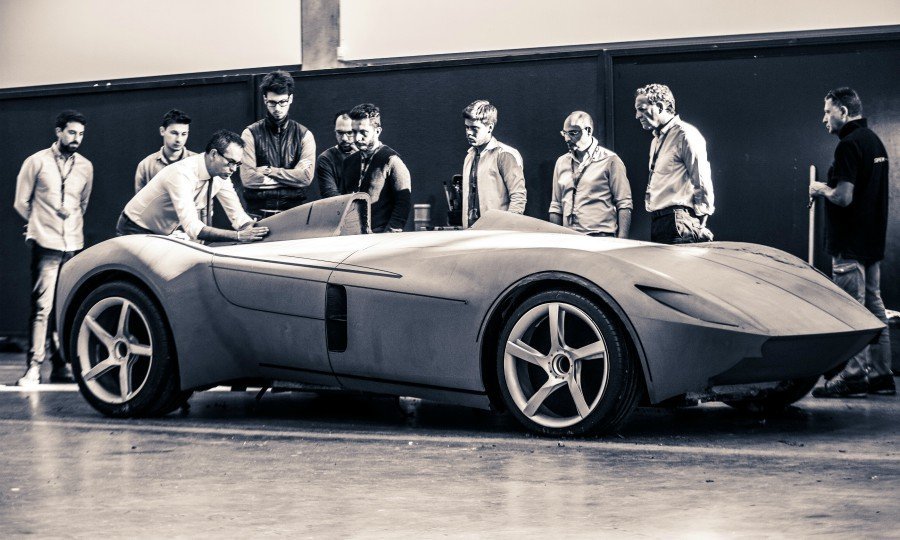 Flavio Manzoni and his team working on the clay model of the Ferrari Monza SP1